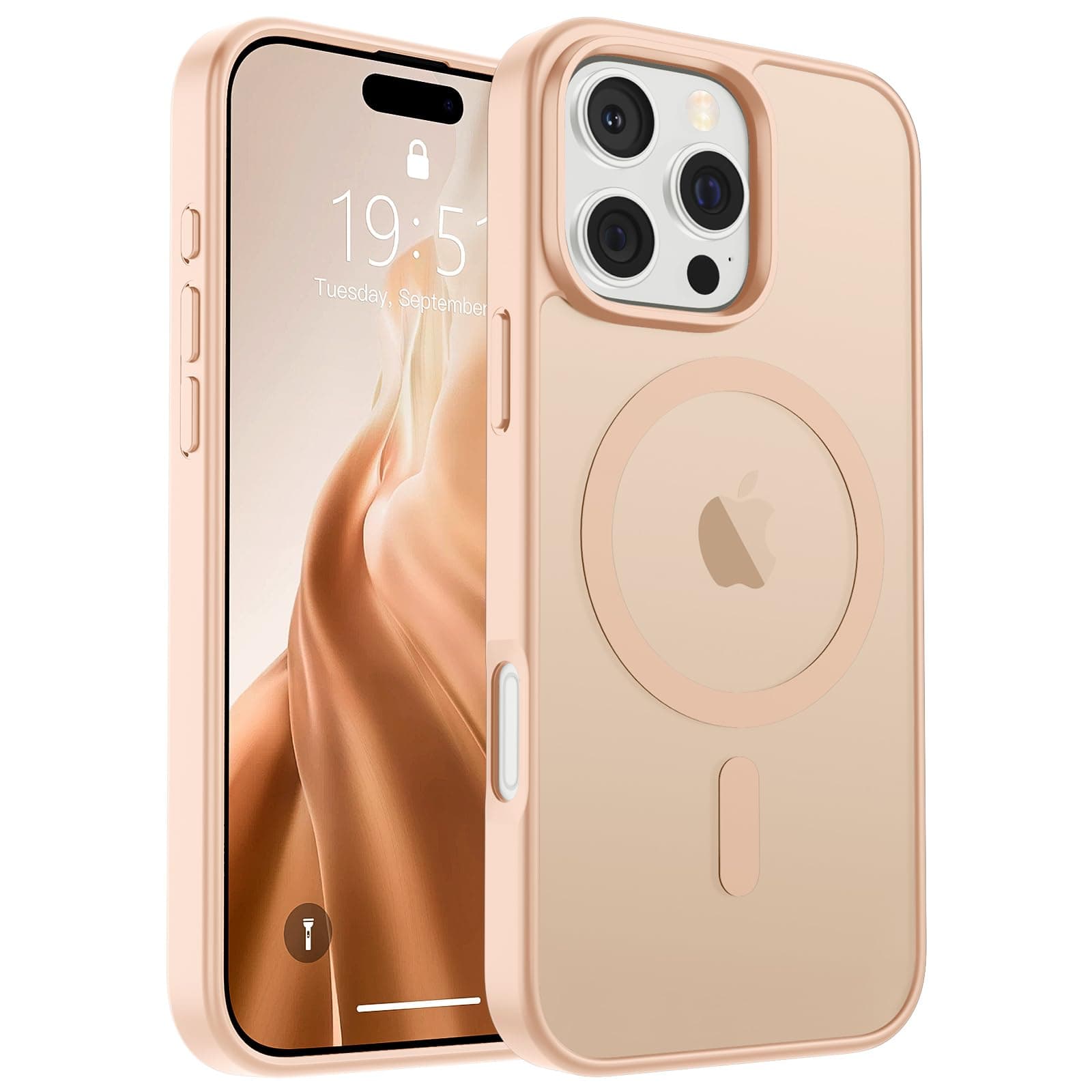 SUPFINE Magnetic for iPhone 16 Pro Max Case (Compatible with MagSafe) (10 FT Military Grade Drop Protection) Slim Translucent Matte Shockproof with Anti-Fingerprint Phone Case, Sand Pink