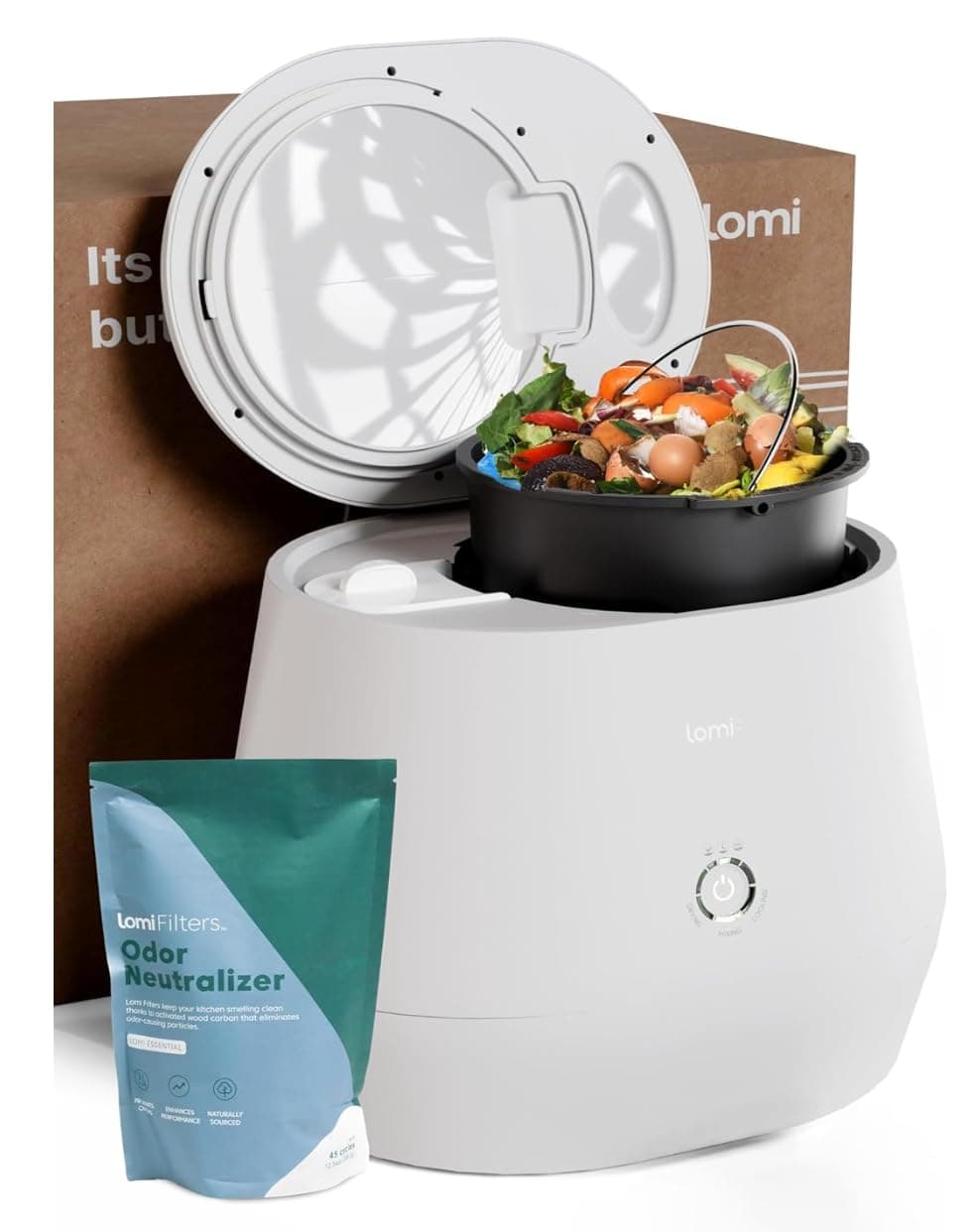 Lomi 1.3 Kitchen Composer | World's First Smart Waste™ Home Food Upcycler | Single Button Turning Waste into Natural Fertilizer Indoor Compost - Electric Kitchen Food Recycler