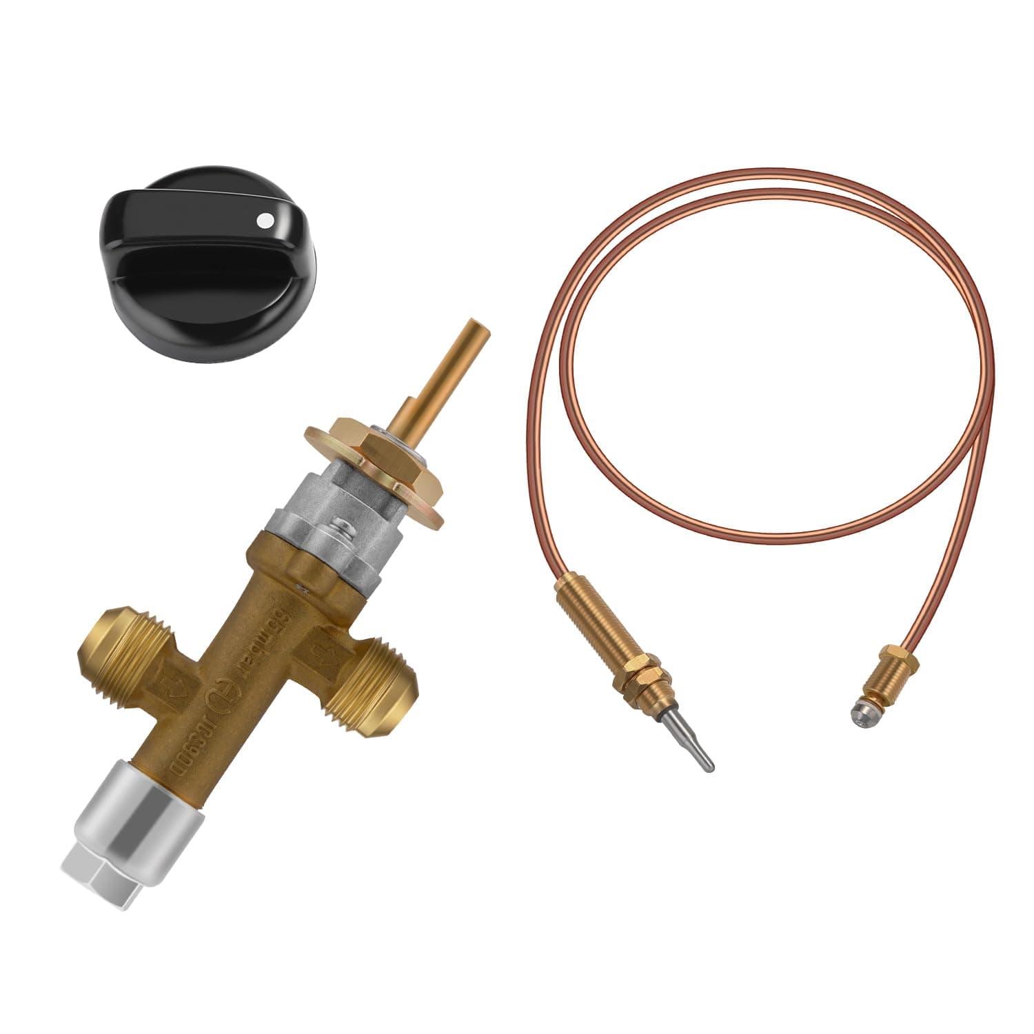 WADEO Low Pressure LPG Propane Gas Fireplace Fire Pit Flame Failure Safety Control Valve Kit （Low Pressure Propane Valve with 3/8" Flare Inlet & Outlet）, Suitable for Gas Grill, Heater, Fire Pit