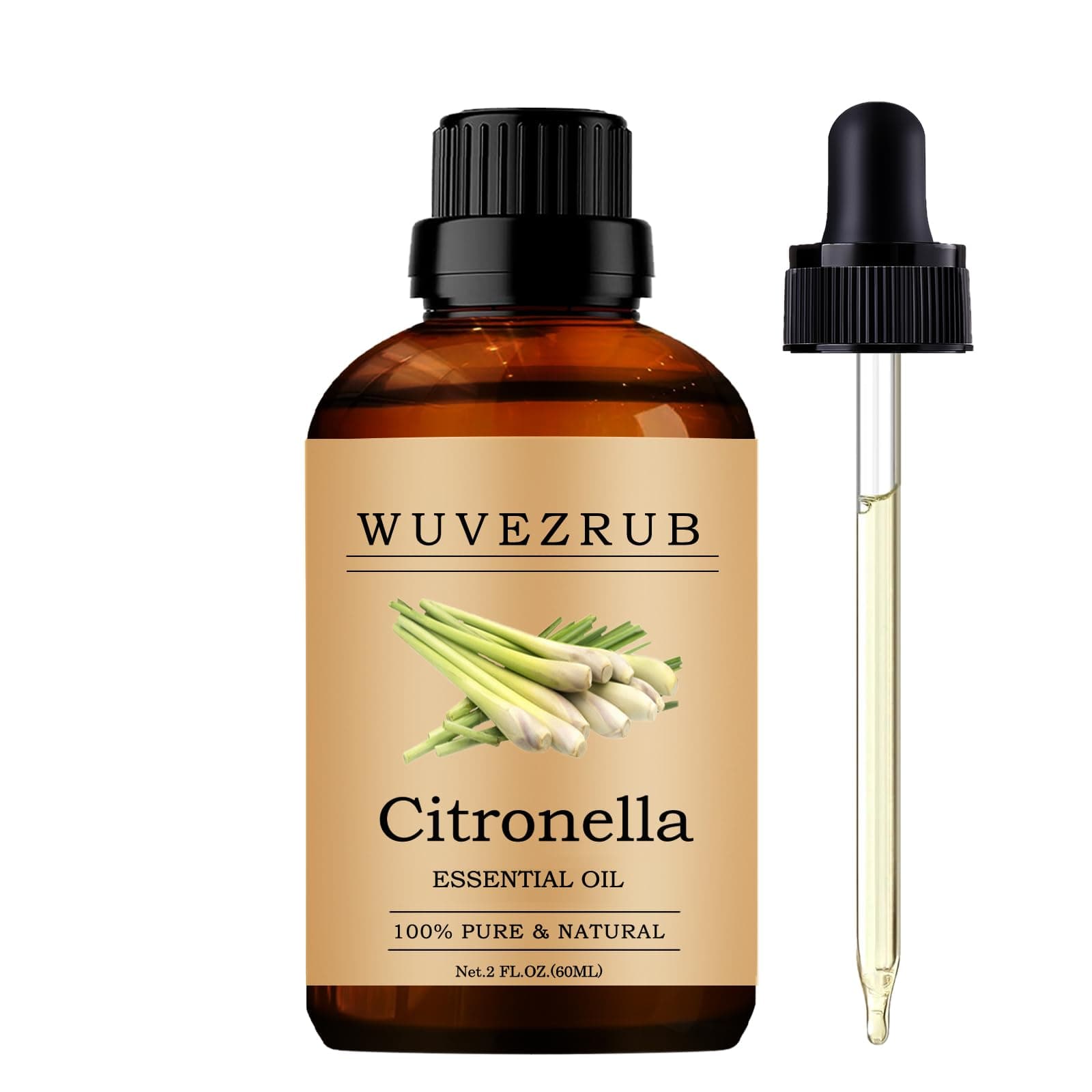 Citronella Essential Oil, 60ML Pure and Natural for Aromatherapy Diffuser - 2 Fl Oz