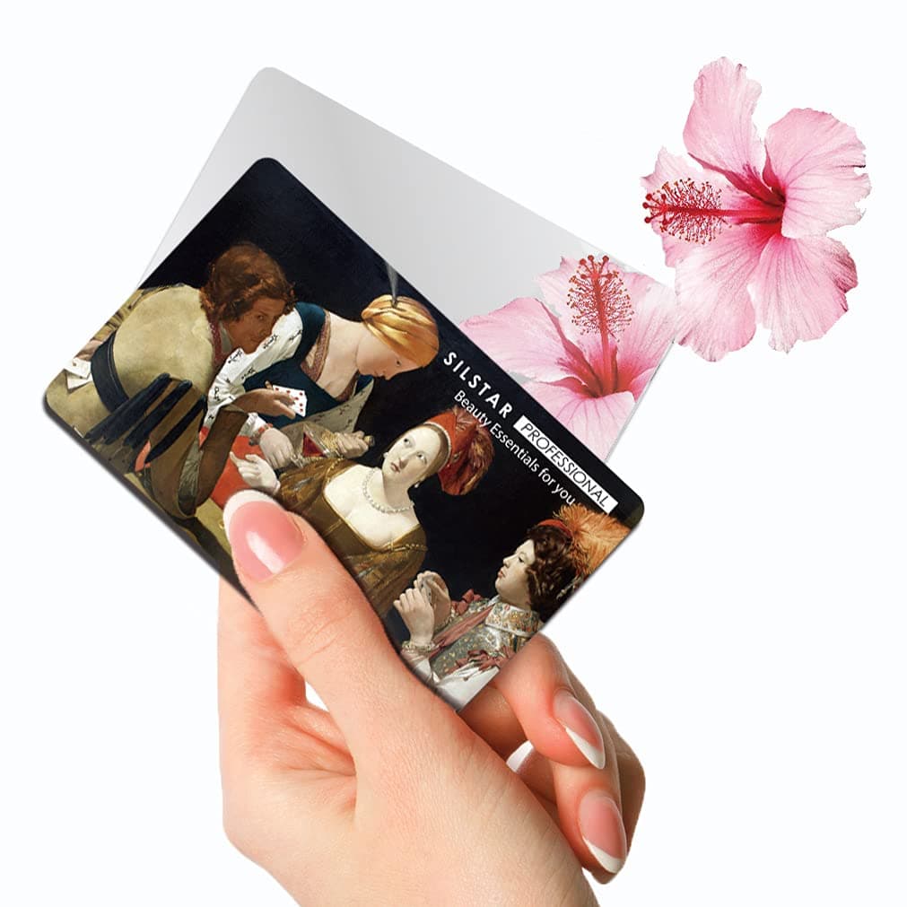SILSTAR PROFESSIONAL Compact Card Mirror, Unbreakable Acrylic Makeup Mirror, Vanity Mirror Small for Wallet Case, Travel Purse, Handheld Compact Pocket Mirror_Georges de la Tour_Ace of Diamonds 140
