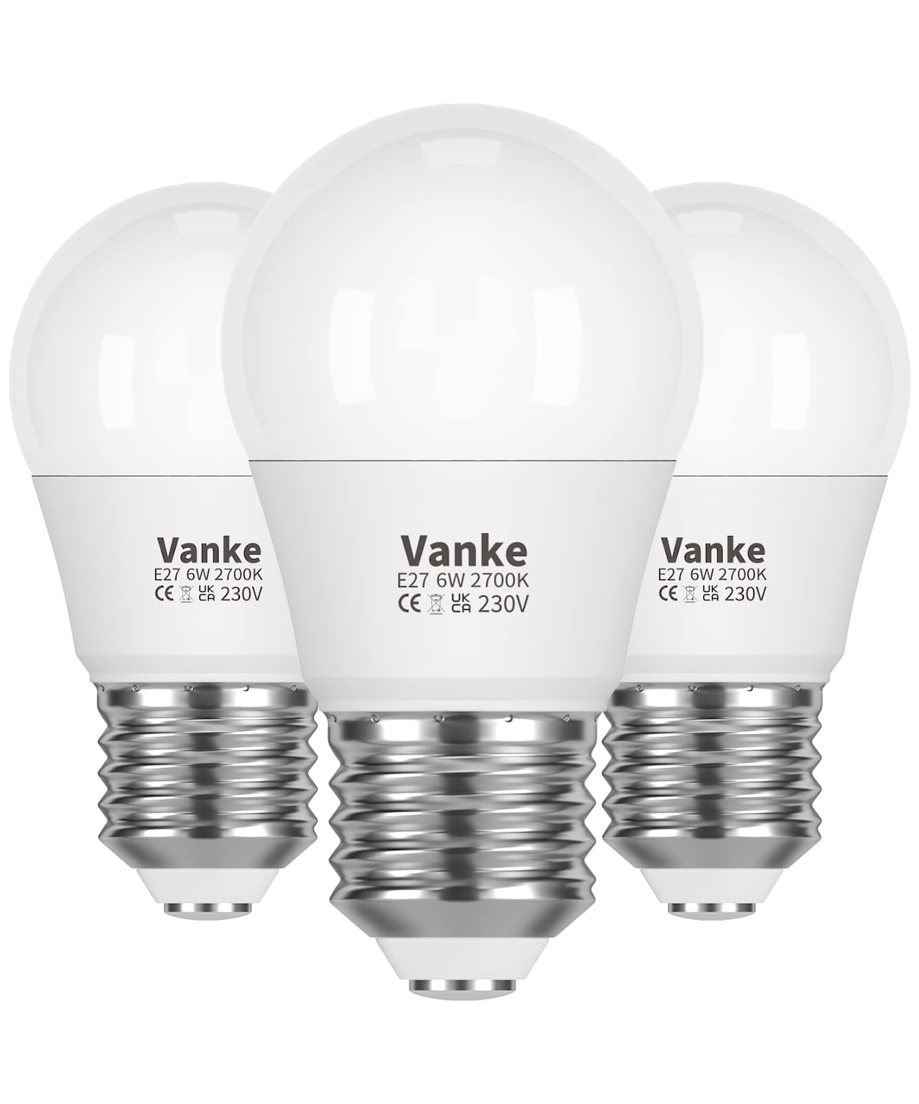 Vanke E27 LED Bulb Warm White 2700K, Large Screw Light Bulbs, 40W Incandescent Bulb Equilavent, 6W, 470 Lumen, 3-Pack, Non-Dimmable