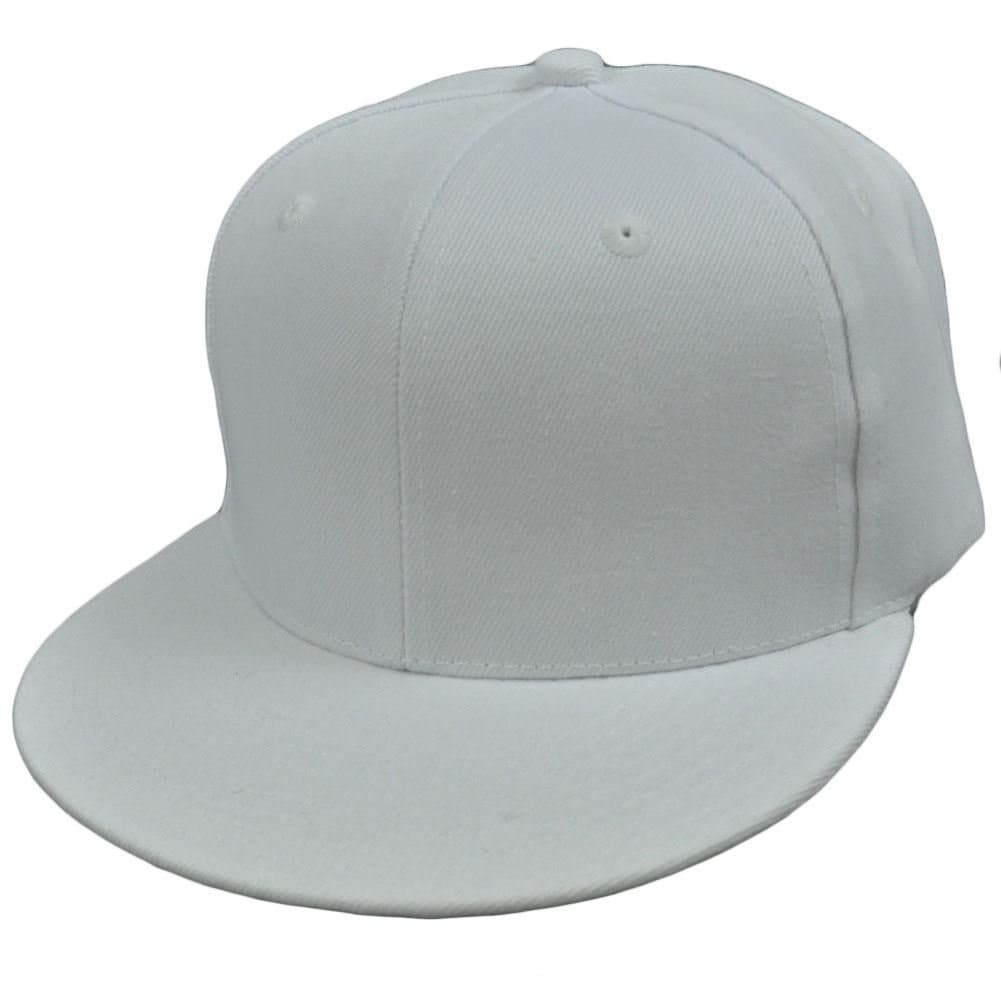 Blank Plain Solid Color Bright White Flat Bill Visor Snapback Construct Hat Cap