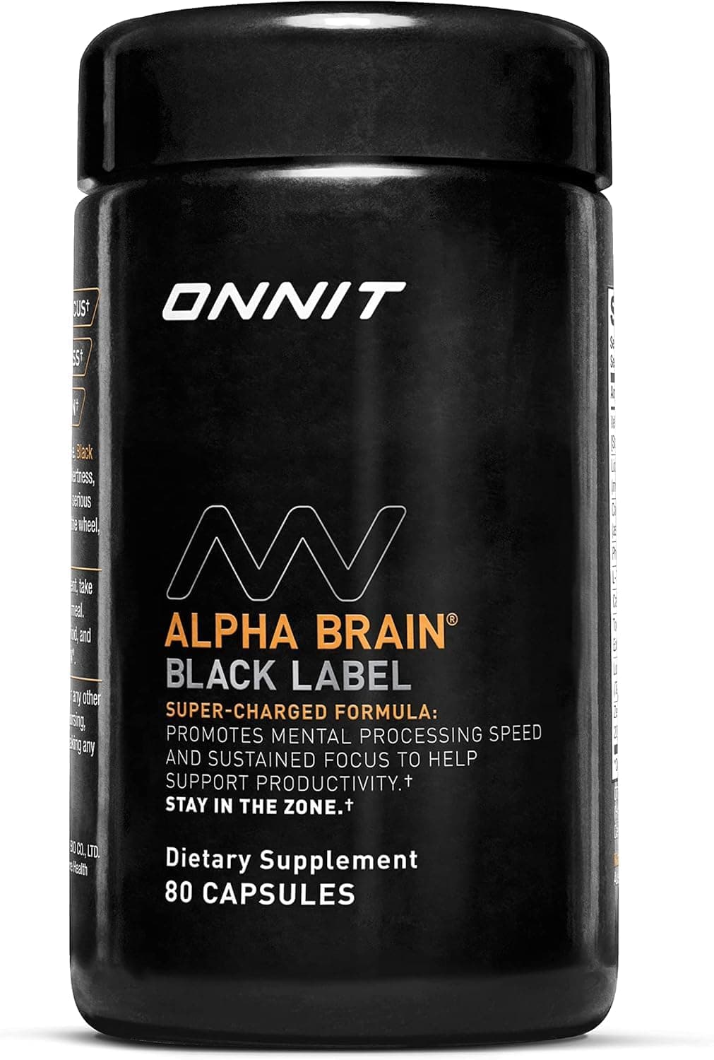 ONNIT Alpha Brain Black Label Capsules, IGEN Non-GMO Tested Citicoline Brain Supplement for Concentration and Memory, Lion’s Mane, Lutemax Lutein, L Theanine and Mucuna Pruriens, 80 Count