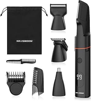 4 in 1 Body Hair Trimmer for Men, Men's Groin & Pubic Hair Trimmer, Waterproof Trimmer Kit for Comfy Whole Body Grooming