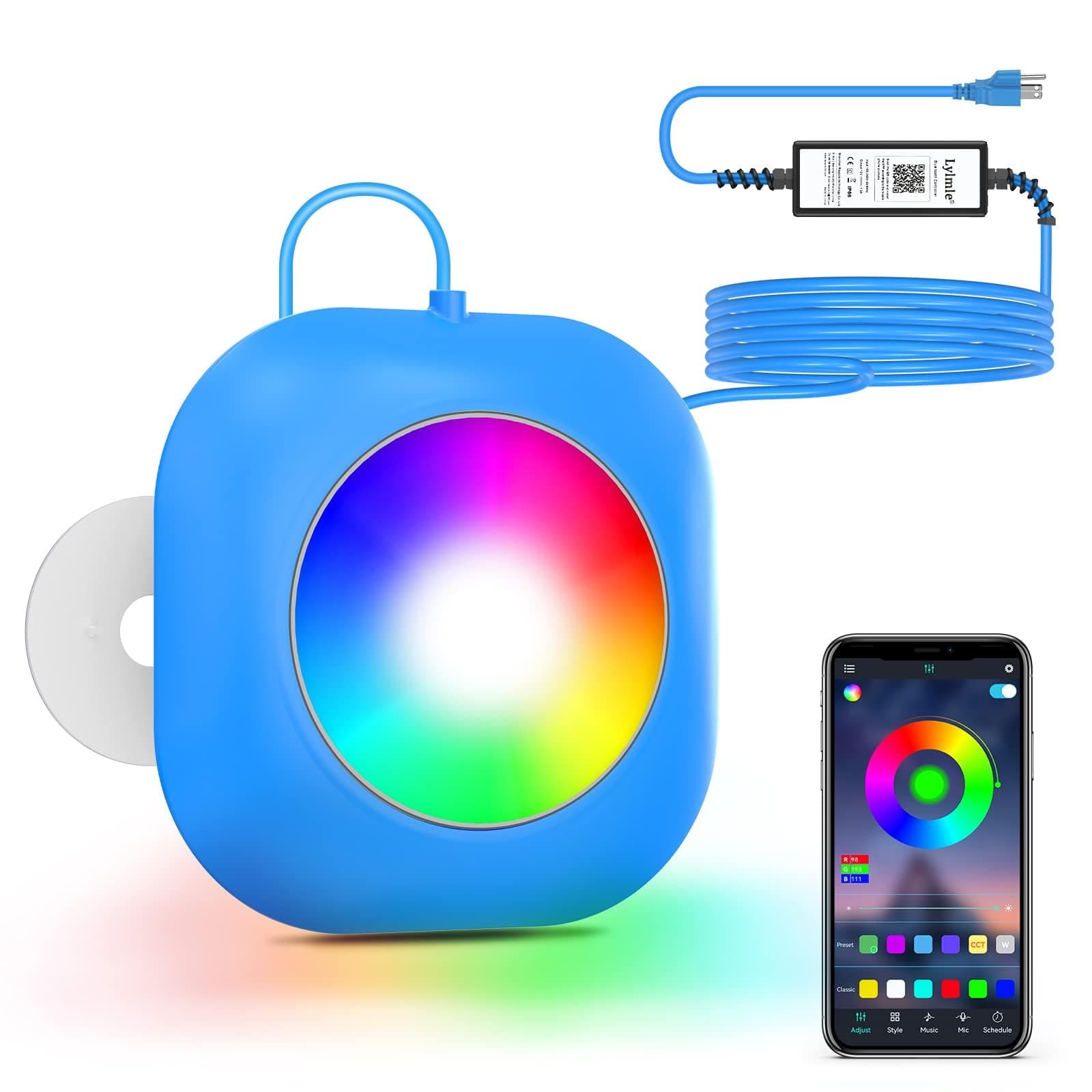 LED Pool Lights for Above Ground with APP Control, 20W Smart RGB Magnetic Underwater Lights with Timer, 800lm Dimmable, IP68 Waterproof 12V Submersible Light for Inground Aboveground Pools