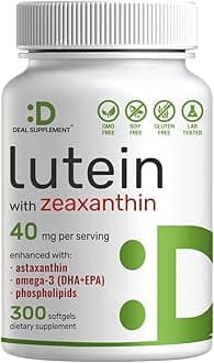 DEAL SUPPLEMENTLutein and Zeaxanthin Supplements, 40mg Per Serving | 300 Softgels, Enhanced with Astaxanthin, Omega-3s and Phospholipids, Essential Eye Vitamins & Vision Health Support