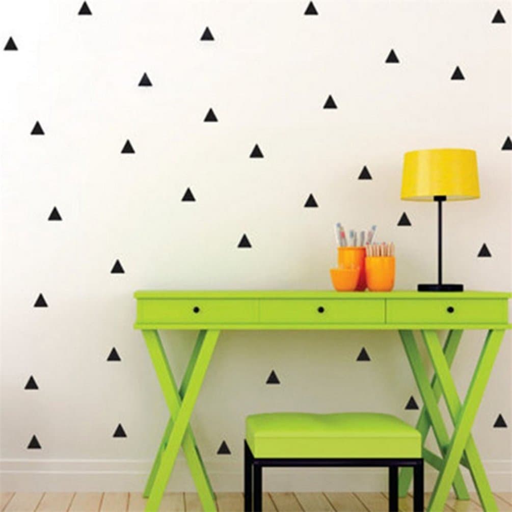 Sukisuki 48Pcs/Set Triangle Wall Stickers Removable DIY Wall Art Decals Sticker for Kids Bedroom