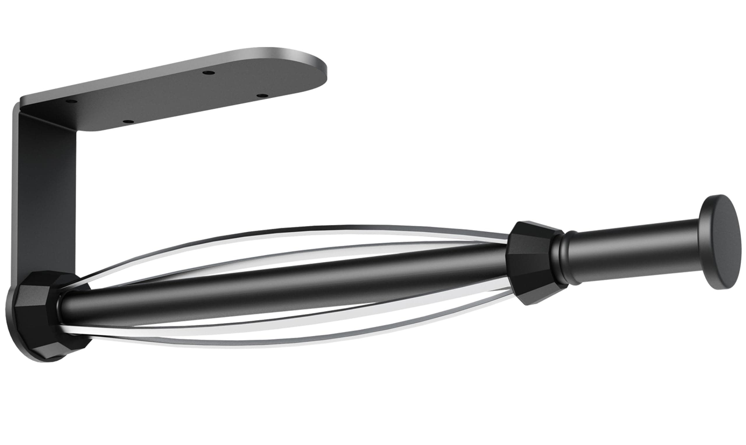 Fixwal Paper Towel Holder Under Cabinet, Single Hand Operable Wall Mount Paper Towel Holder with Damping Effect, Bend-Resistant, Self-Adhesive or Drill Mounting for Kitchen Bathroom, Black