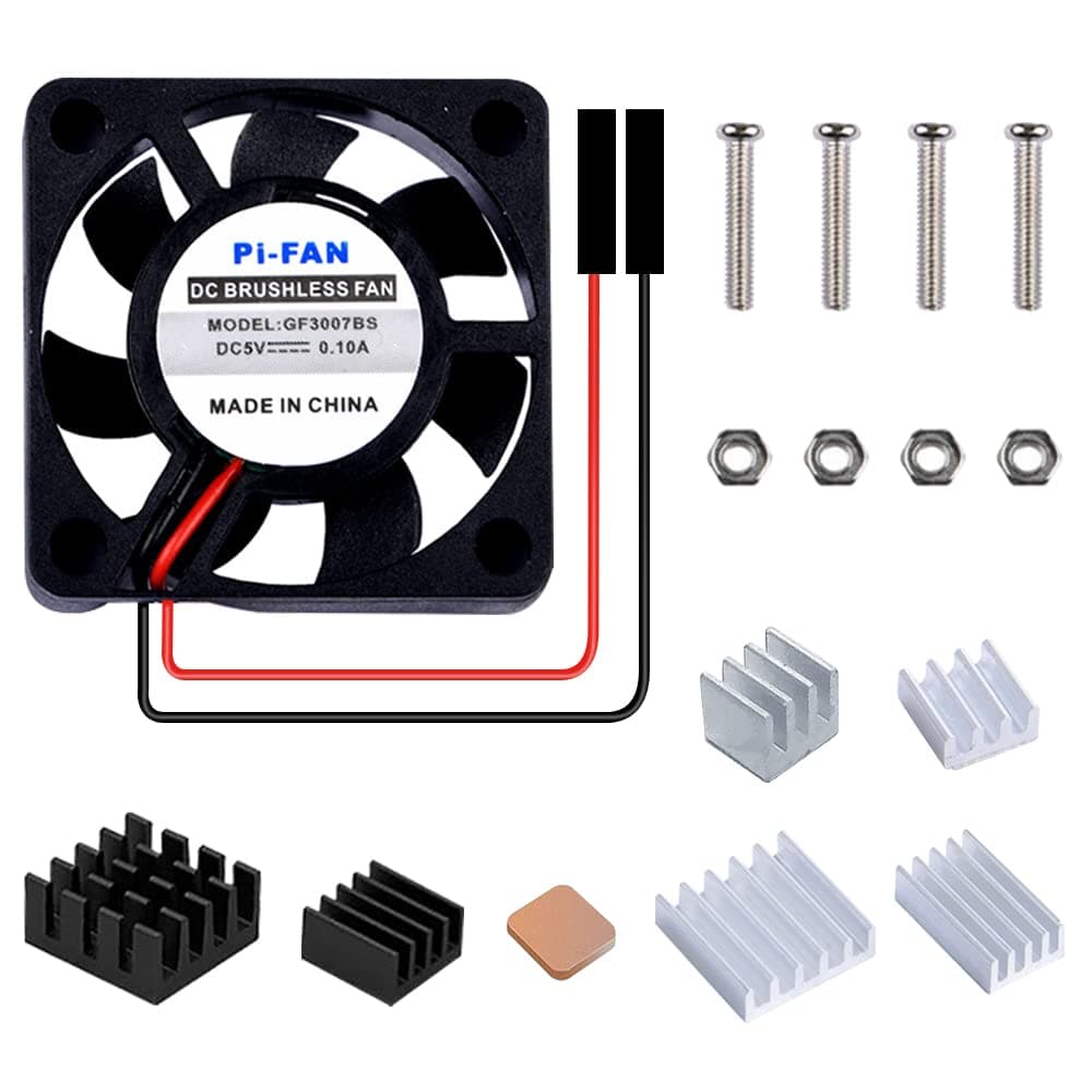 Fan for Raspberry Pi - 30x30x7mm DC 5V Brushless CPU Cooling Fan with 7PCS Heatsink for Pi 4 Model B, 3B+, 3 & Retroflag NESPI CASE Plus (1-Pack)