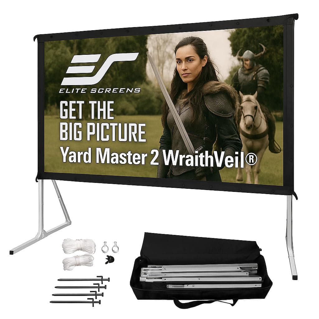 Yard Master 2 WraithVeil Projector Screen 180-INCH 16:9 Front and Rear 4K/8K Ultra HD Active 3D HDR Movie Screen, OMS180H2-DUAL