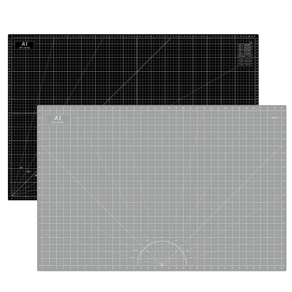 Headley Tools 24 x 36 Inch Large Self Healing Cutting Mat, Durable Rotary Cutting Mat Double Sided 5-Ply Gridded Cutting Board for Craft, Fabric, Quilting, Sewing, Scrapbooking Project, Grey/Black