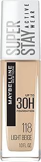 New York Super Stay Full Coverage Liquid Foundation Active Wear Makeup, Up to 30Hr Wear, Transfer, Sweat & Water Resistant, Matte Finish, Light Beige, 1 Count