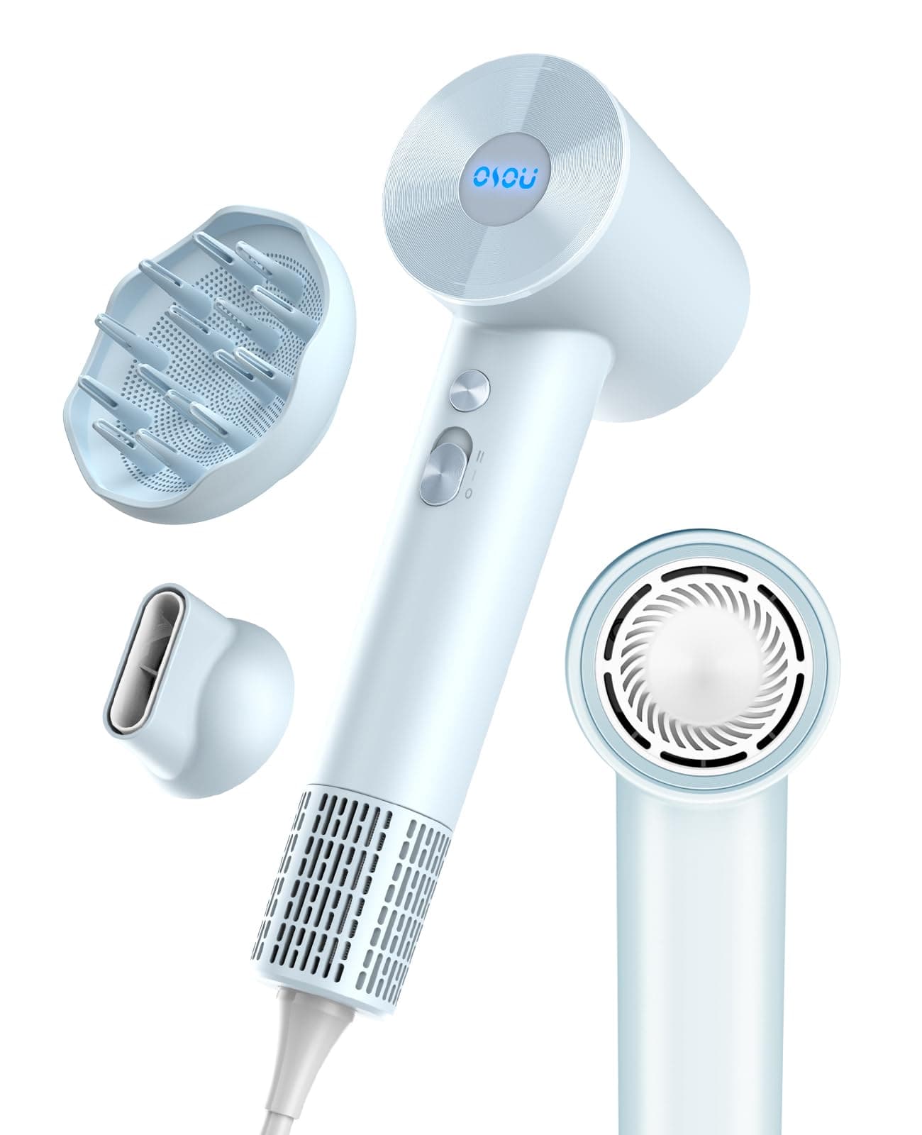 OSOU Hair Dryer with Diffuser for Curly Hair, Negative Ionic Hairdryer, High-Speed Blow Dryer with 110, 000 RPM Brushless Motor, Fast Drying Lightweight Travel Hairdryer, Low Noise Quiet Hair Dryers