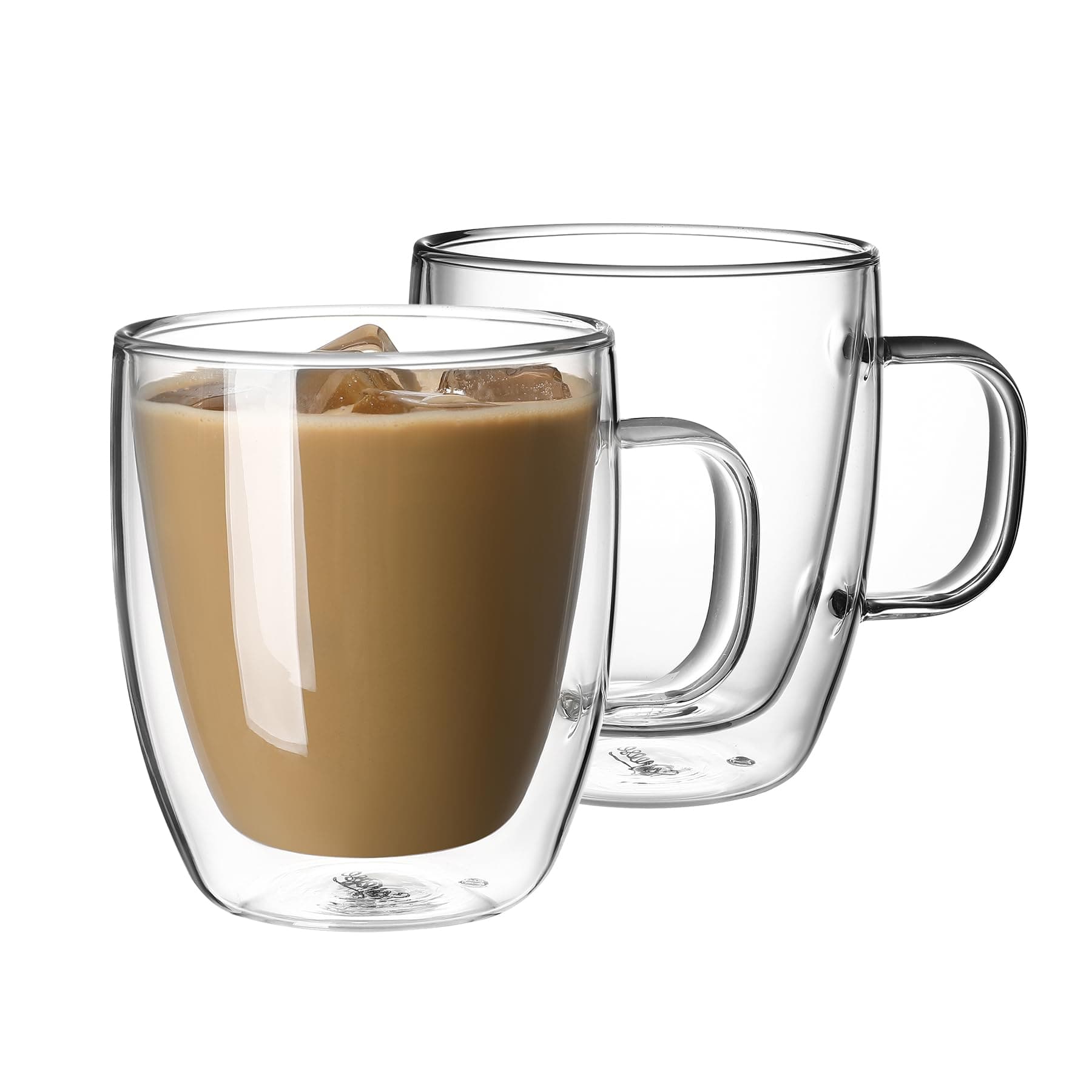 Sweese 12.5 oz Double Wall Glass Coffee Mugs Set of 2 - Insulated for Espresso, Latte, Tea Beverages