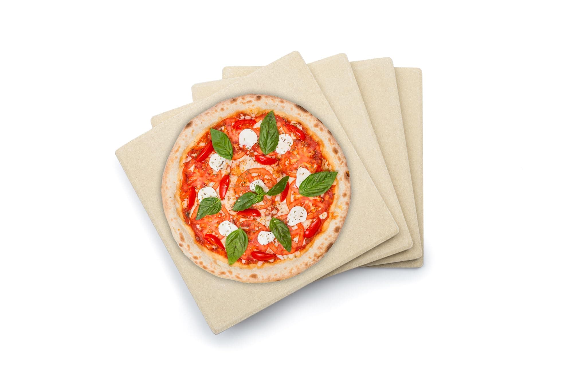 Pizza Grill Stone Tiles For Oven and Grill, Set of 4 Baking Stones for Pizza, Bread & More