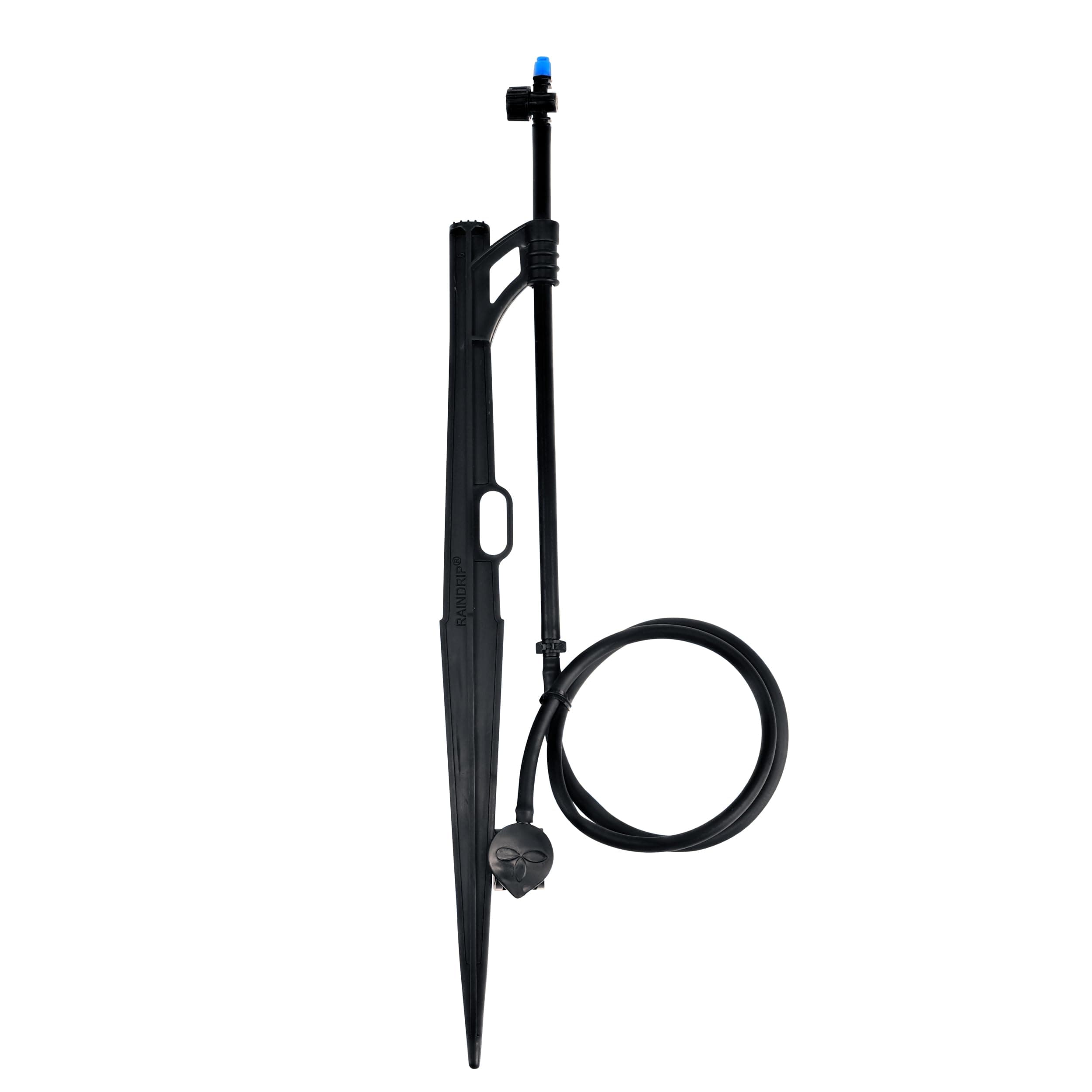 172CPUB, Adjustable Flow Micro Sprinkler Assembly, Half-Circle Pattern, Fan Spray, 1/4" Clamp N Pierce Inlet, Riser and 13" Stake, for Drip Irrigation Gardening Systems, Black/Blue(Pack of 1)