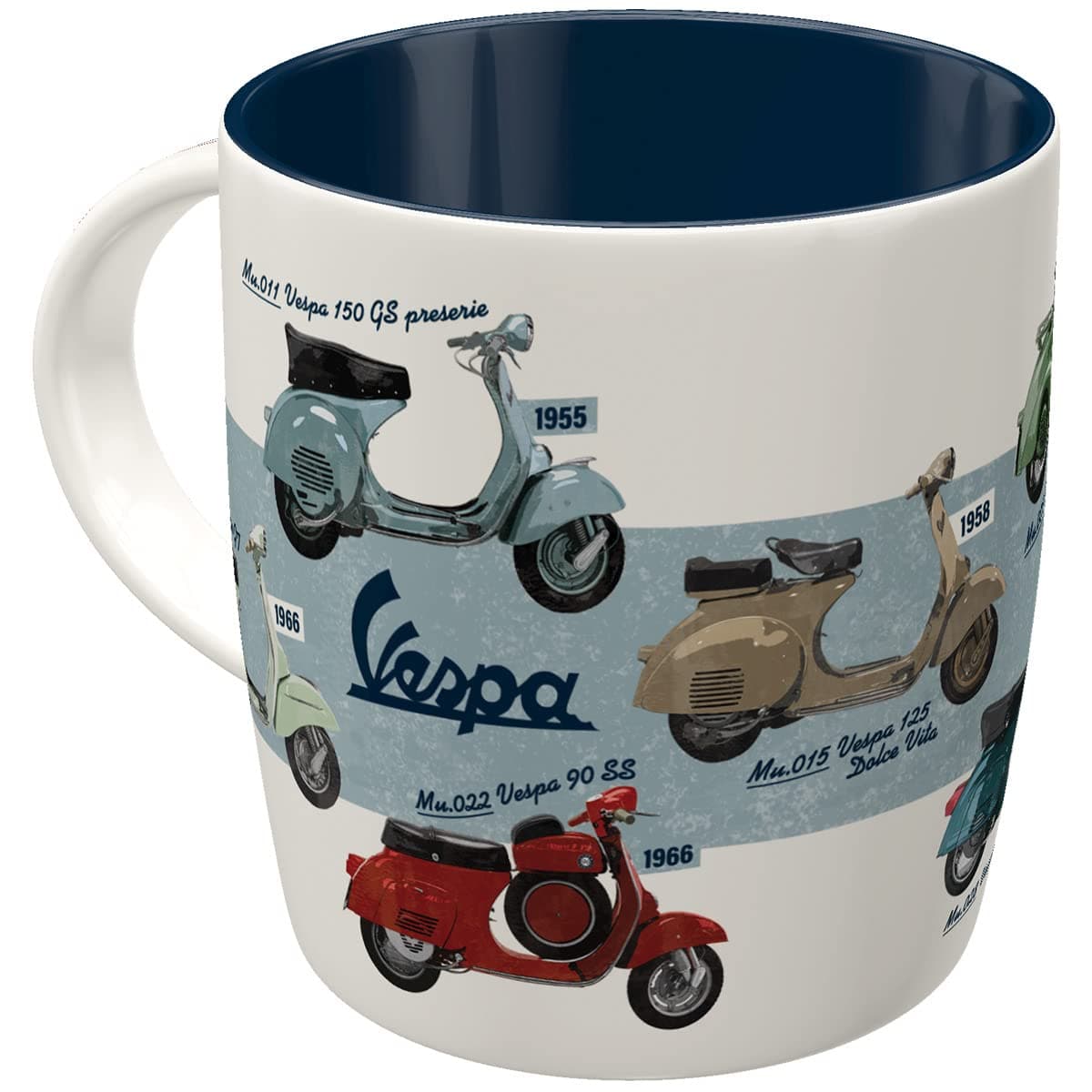 Nostalgic-Art Retro coffee mug, 11.2 oz, Vespa – Model Chart – Gift idea for scooter fans, Official License Product (OLP), ceramic cup, vintage design