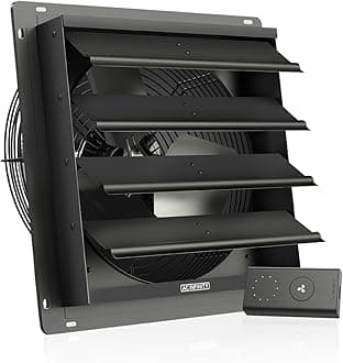 AIRLIFT S14, Shutter Exhaust Fan 14” with 10-Speed Controller, EC Motor - Wall Mount Ventilation and Cooling for Sheds, Attics, Workshops, and Greenhouses