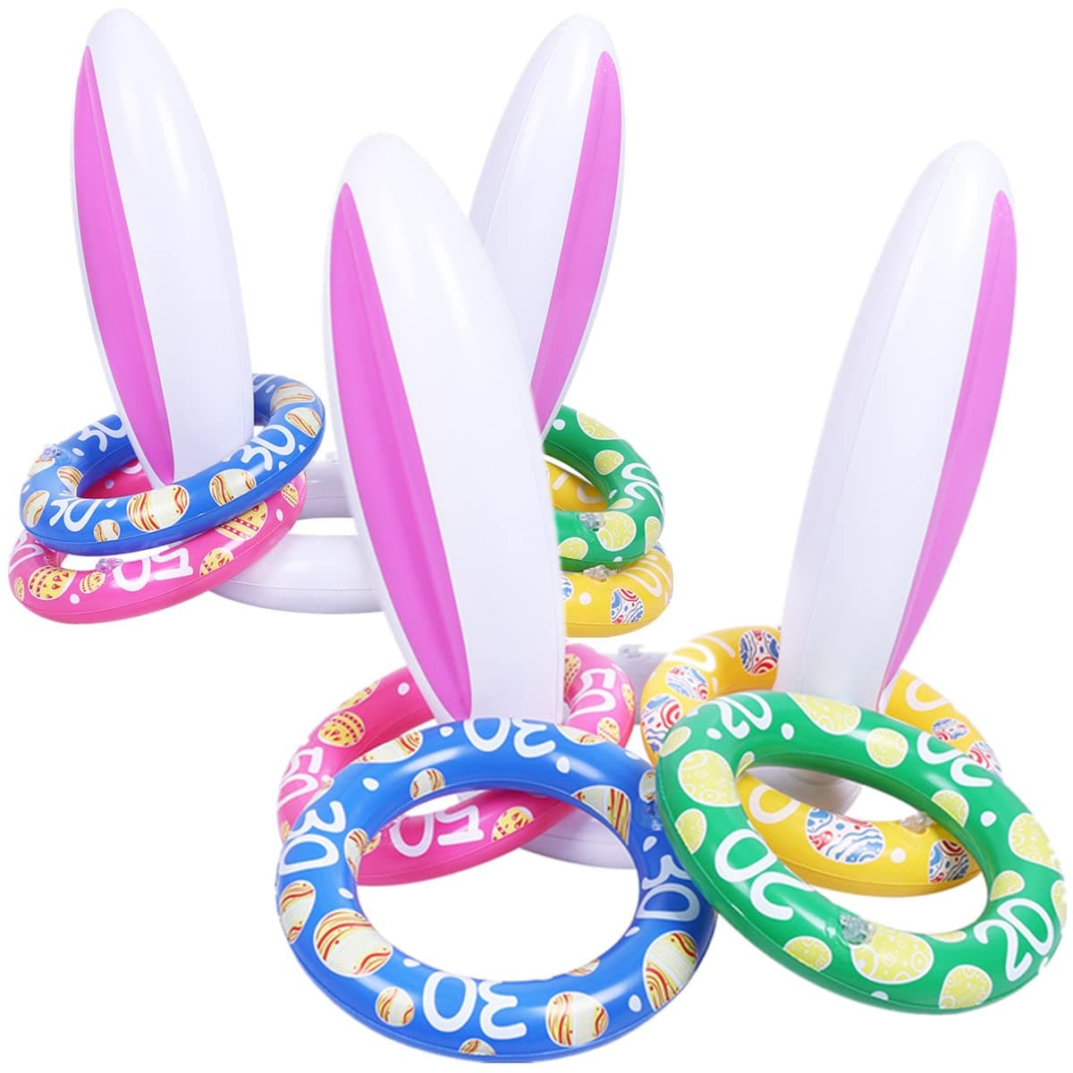 Max Fun Easter Bunny Inflatable Ring Toss Games for Kids Easter Indoor Outdoor Party Games Carnival Toss Game for Easter Party Favors