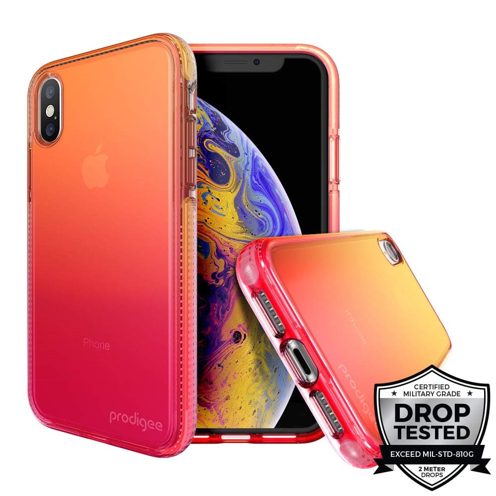 Prodigee [Safetee Flow Passion For iPhone Xs Max (2018) 6.5'' Case Pink Rose Orange Clear Transparen Military Drop Shock Test Protective Thin Slim Gradient Multicolor Cover