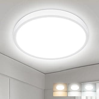 hepside Bathroom Light, 3000K/4000K/6500K 3 Color Temperature, Waterproof IP54, Small, Round, Modern, Flush Ceiling Light for Bathroom, Kitchen, Bedroom, Hallway, Office
