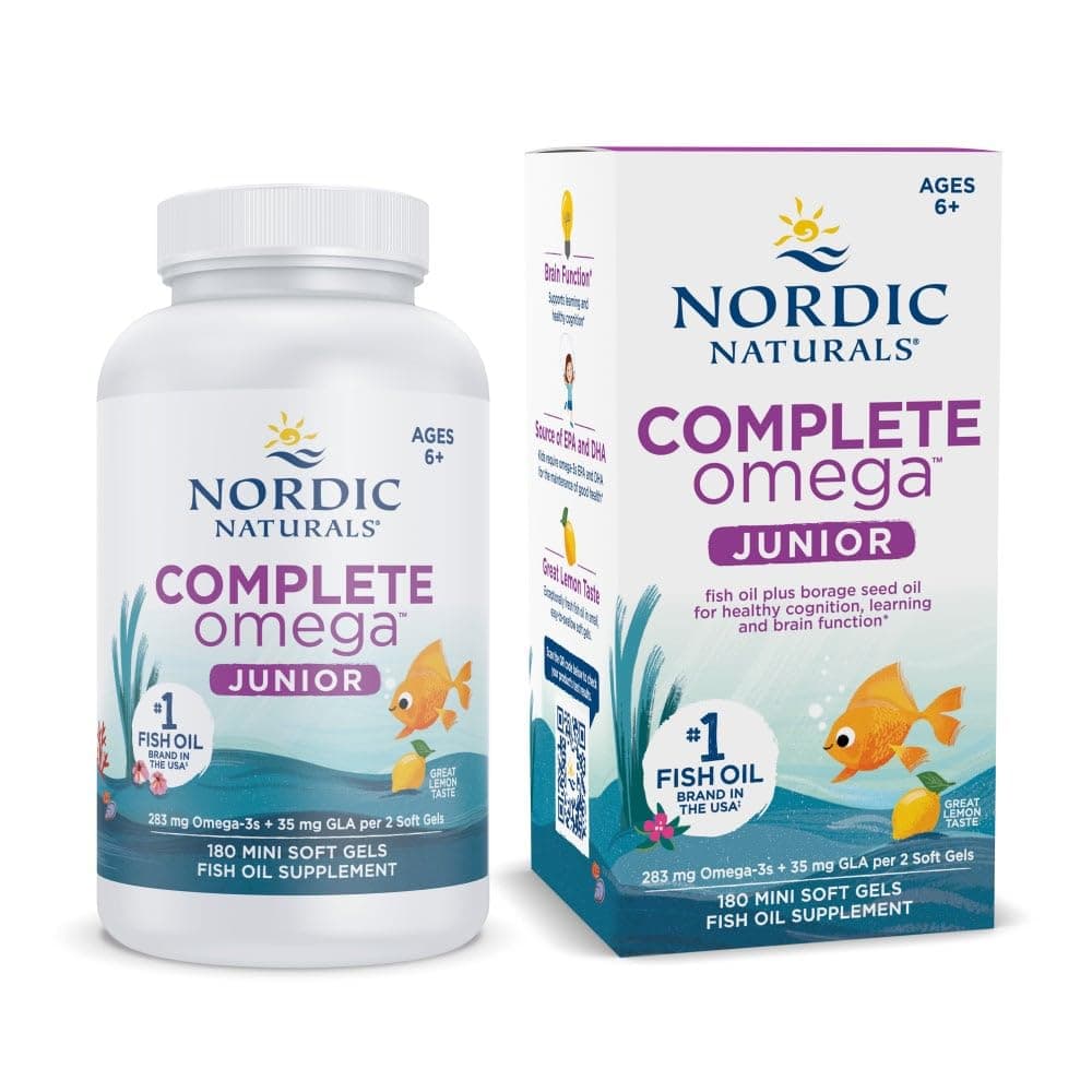 Complete Omega Junior, Promotes Brain, Bone, And Nervous Immune System Health Caps -180 Soft Gels