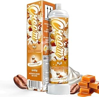 Nitrous Oxide Whipped Cream Charger (1pc, 640g 1.1L, Caramel Frappe) - Nitrous Tank Whip Cream Charger, Nitrous Oxide Canister, Whip It N20 Whipped Cream Chargers Whippets Nitrous Oxide Tank