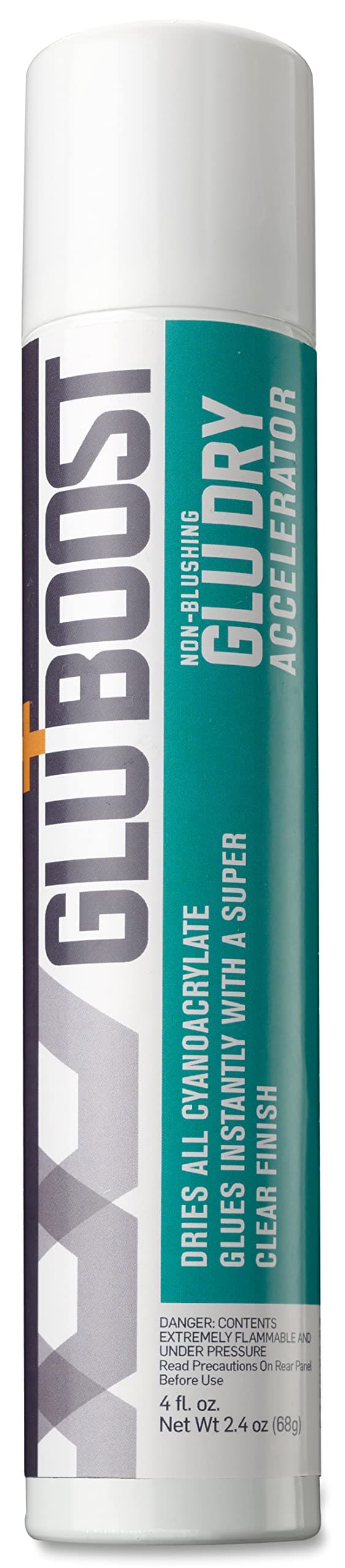 GluBoost Non-Blushing Glue Dry CA Accelerator Spray, Super Clear Finish - Dries All Cyanoacrylate Glue Instantly - Super Glue Activator - 4 oz