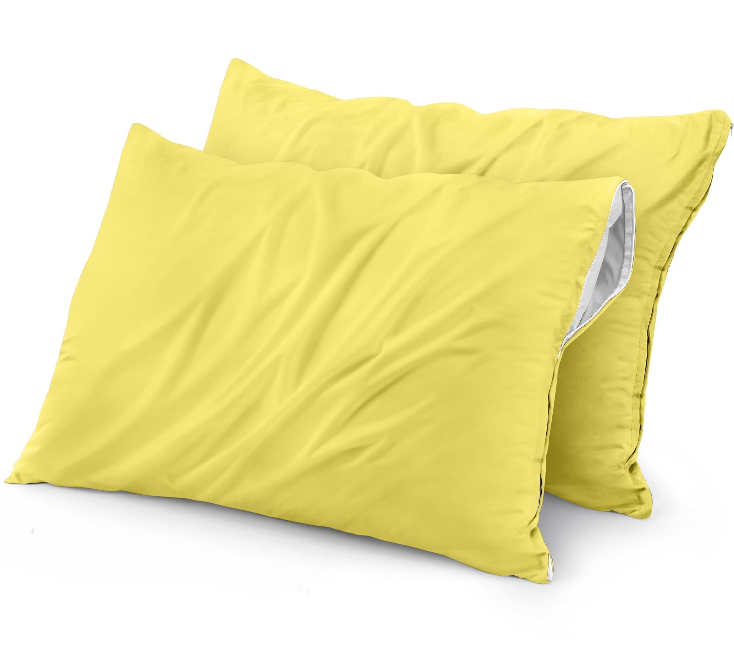 Utopia Bedding Waterproof Pillow Protectors Zippered King Size (2 Pack, Yellow), Zippered Pillowcases, Bed Bug Proof Pillow Encasement Covers 20 x 38 Inches