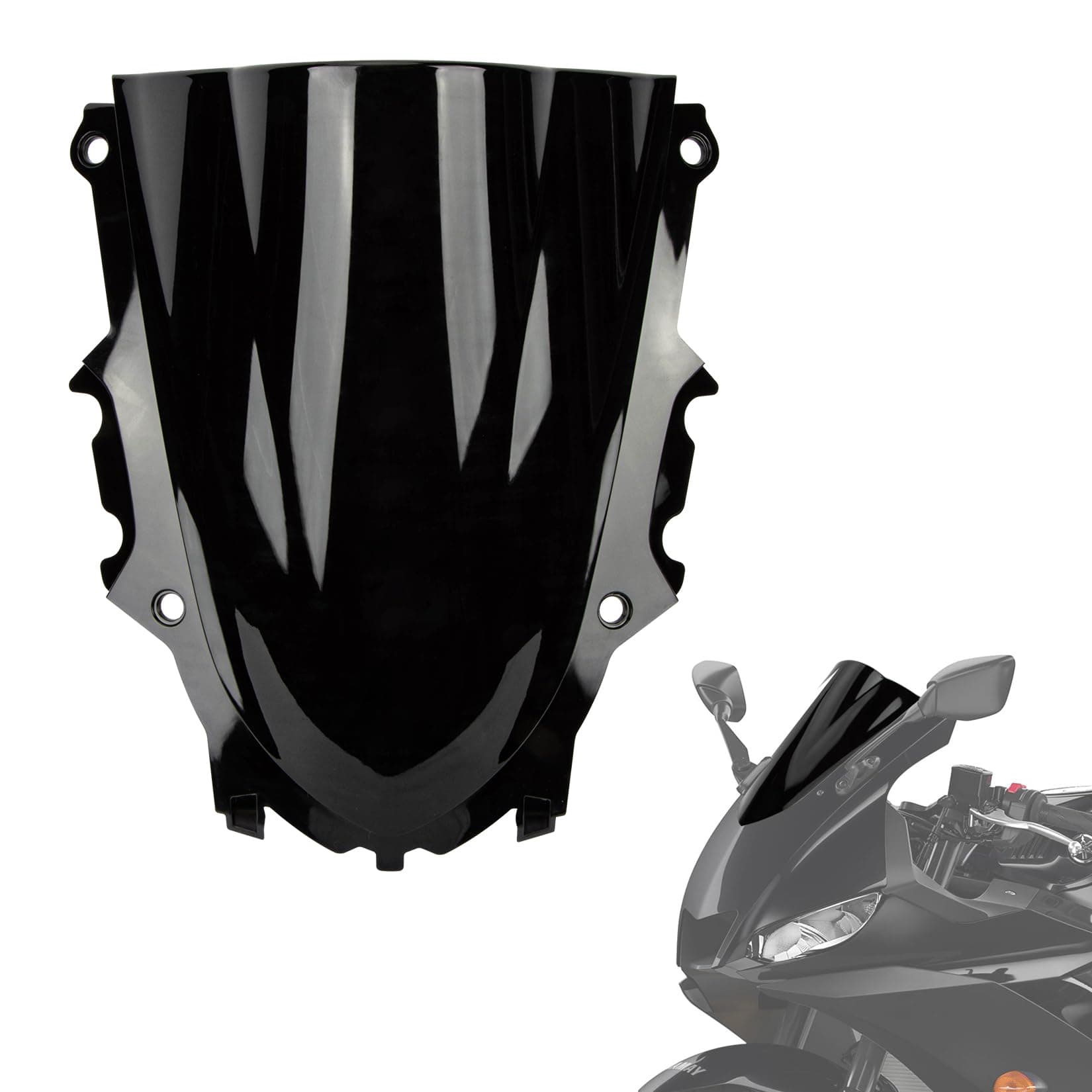 Windshield Windscreen Double Bubble for YZF R3 R25 2019-2025 Black