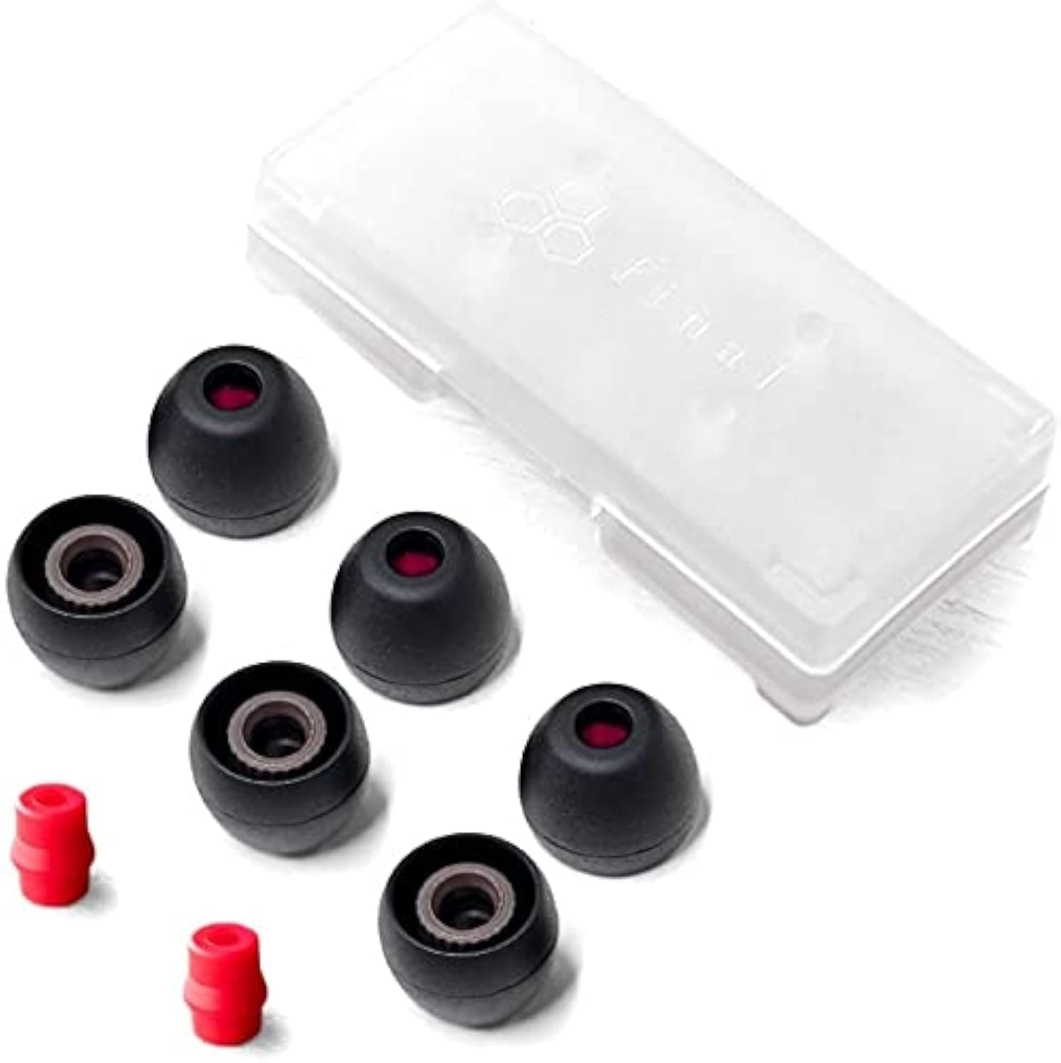 audio Black+Red Silicone Eartips Kit with Case and Nozzle Adapter for 1More, AKG, AT, Beats, Campfire, Empire Ears, Shure, Sony, Westone