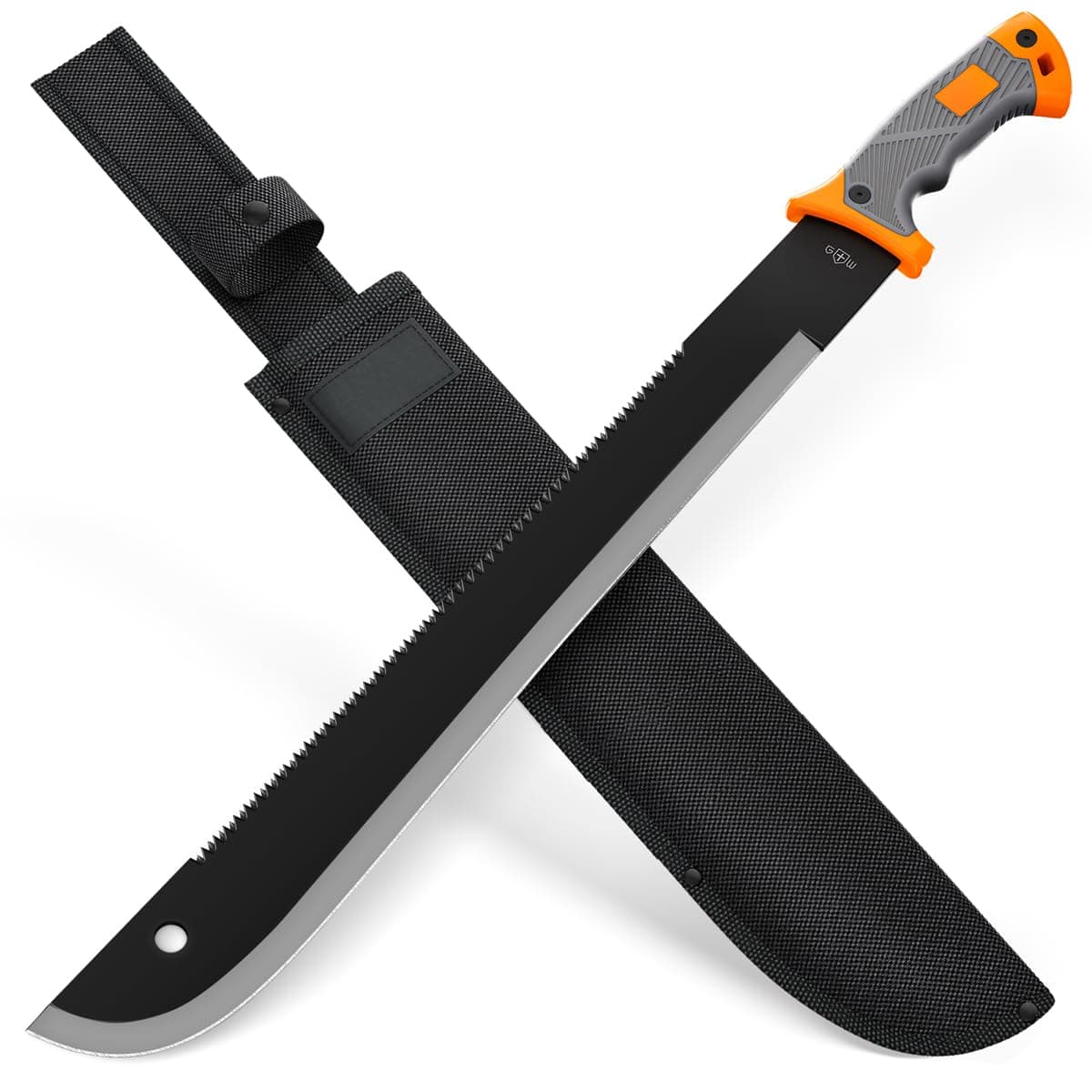Machete with Saw 25" / 19" Heavy Duty Tool & Sheath - Ergonomic No-Slip Handle - Survival Knife with Serrated Blade - Machetes for Bushcraft Hunting Garden Cutting Trees and Yard Work