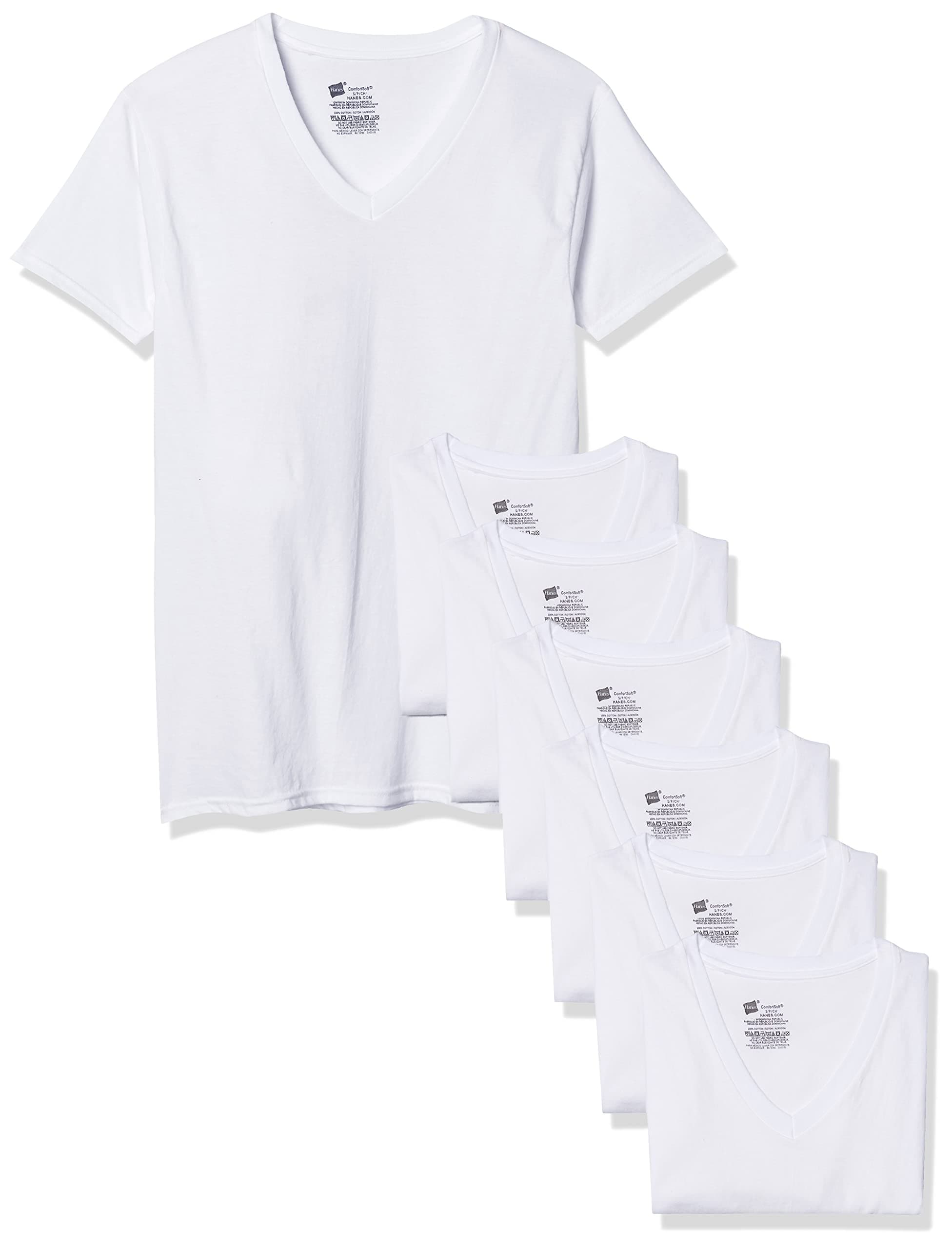 Hanesmens Comfortsoft Tagless V-Neck Undershirt 7 Pack