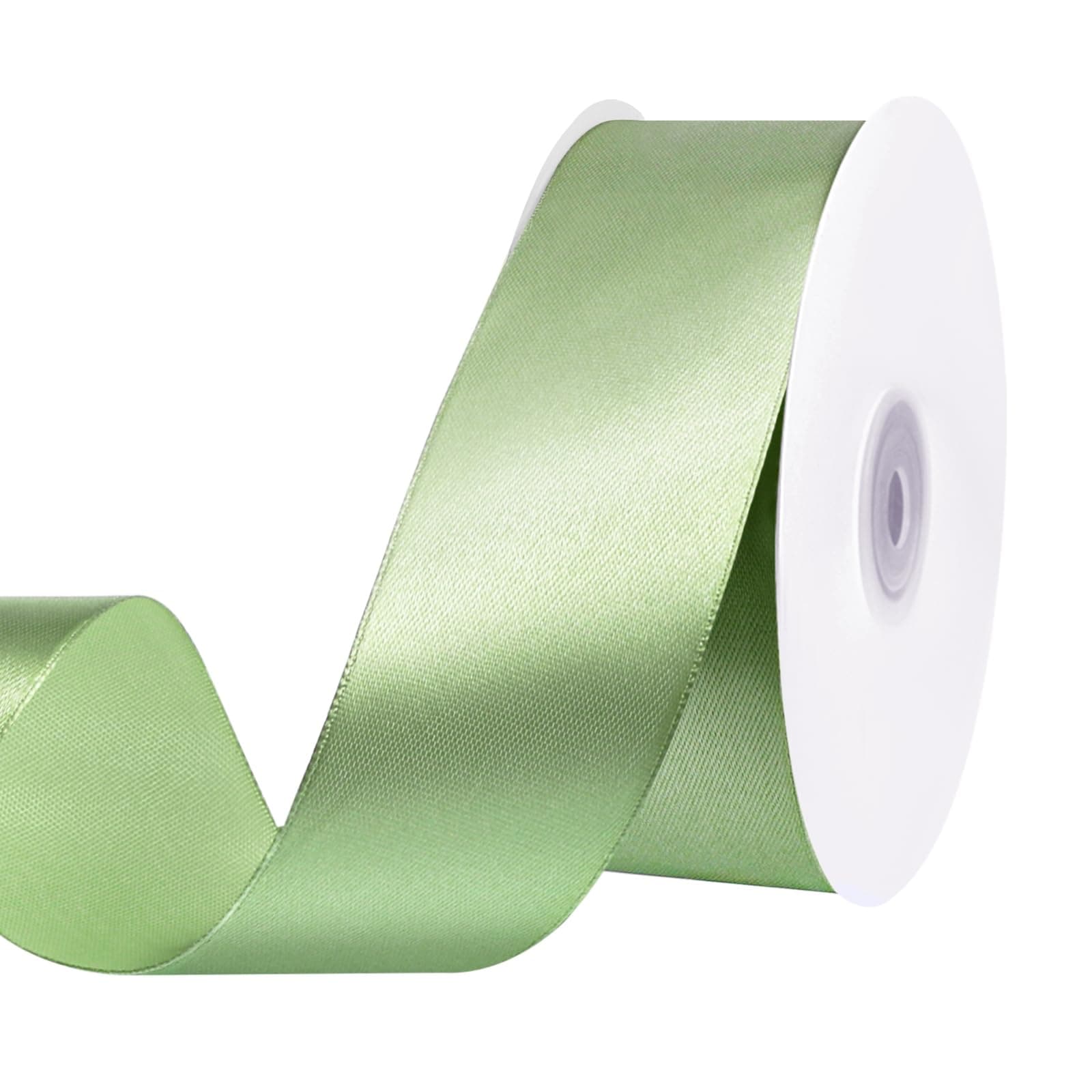woric Sage Green Ribbon 1 1/2 Inch 60 Yards Easter Light Green Satin Ribbon Gift Ribbons for Wedding Bridal Shower DIY Crafts Flower Bouquet Birthday Easter Gifts Baskets Decorations
