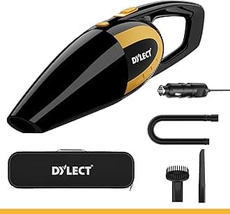 Dylect Car Vacuum Cleaner: 120W&5500Pa Strong Suction,Washable Hepa Steel Filter,Copper Motor with Aluminium Fan,Compact&Lightweight for Dry Use,Sleek Mirror Body,14.7Ft Long Cable,0.5 Liter