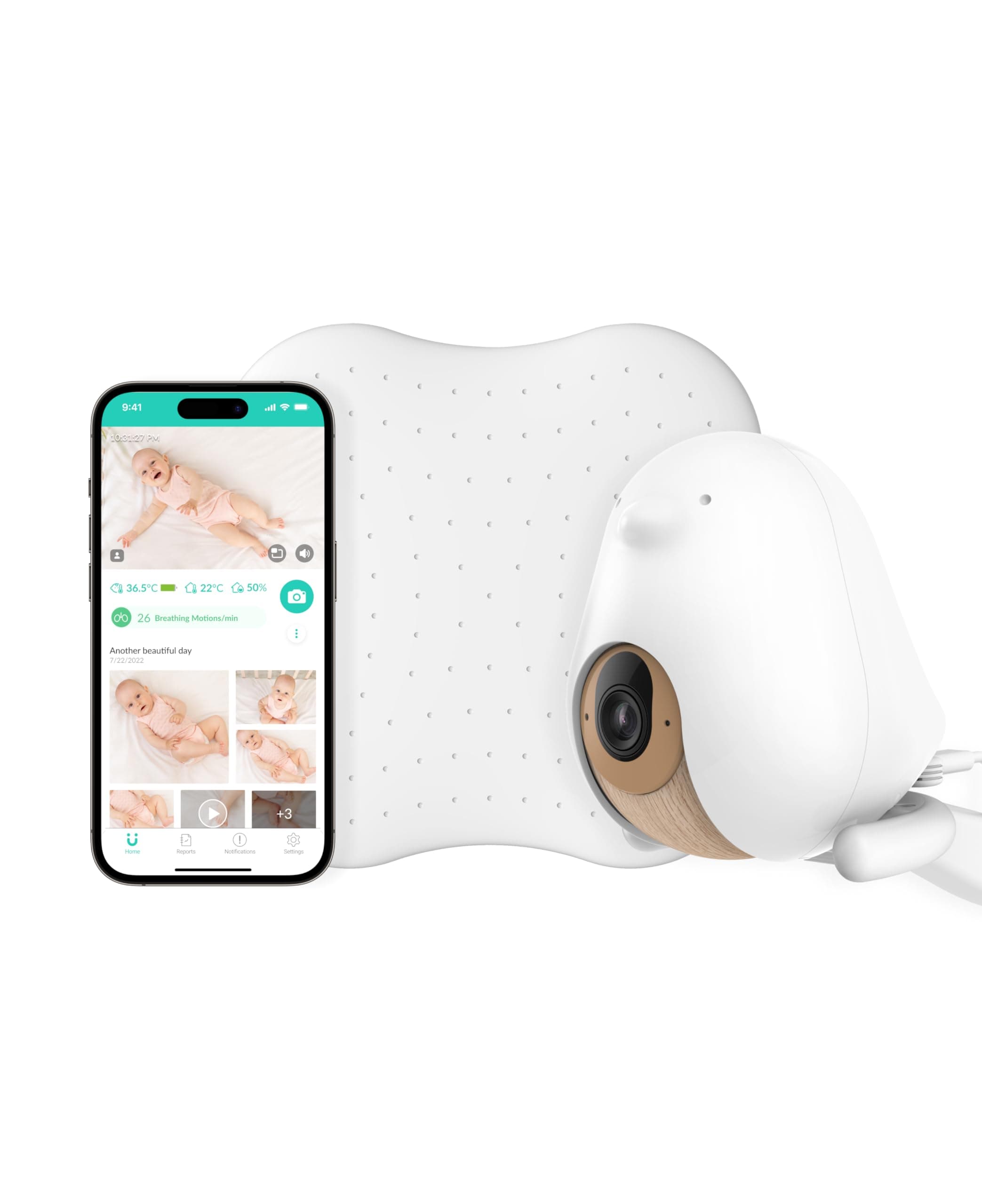 Cubo Ai Sleep Safety Bundle- Includes 1080p HD Night Vision CuboAi Plus Smart Baby Monitor with 3-Stand Set and Sleep Sensor Pad | Proactive Safety Alerts, 2-way Audio & Micro Motion Detection