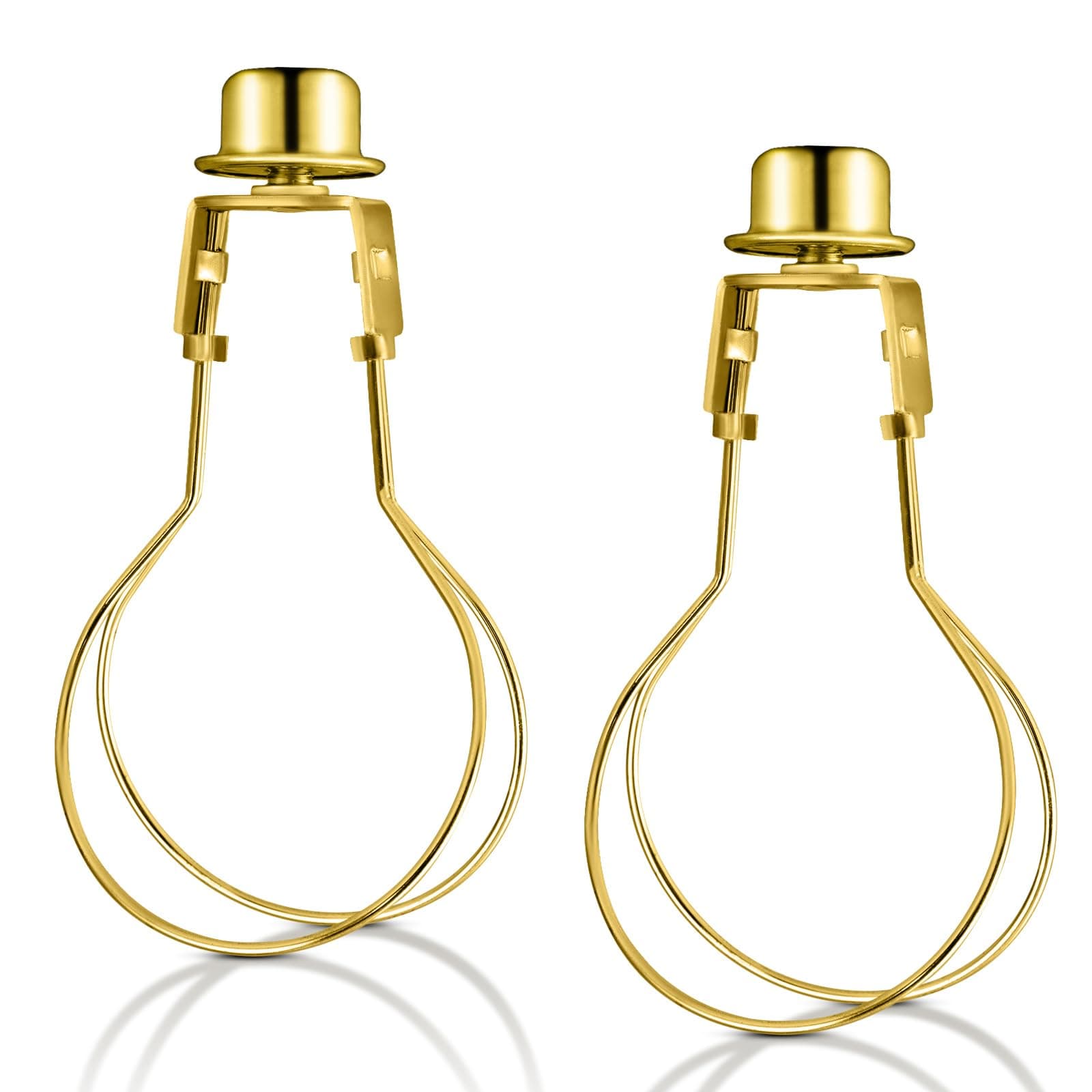Lamp Shade Light Bulb Clip Adapter, 2 Pack Clip on Lampshade Adapter Includes Finial and Lampshade Levellers to Keep Lamp Shade in Place, Lamp Shade Holder for Clip On Light Bulbs (Brass)