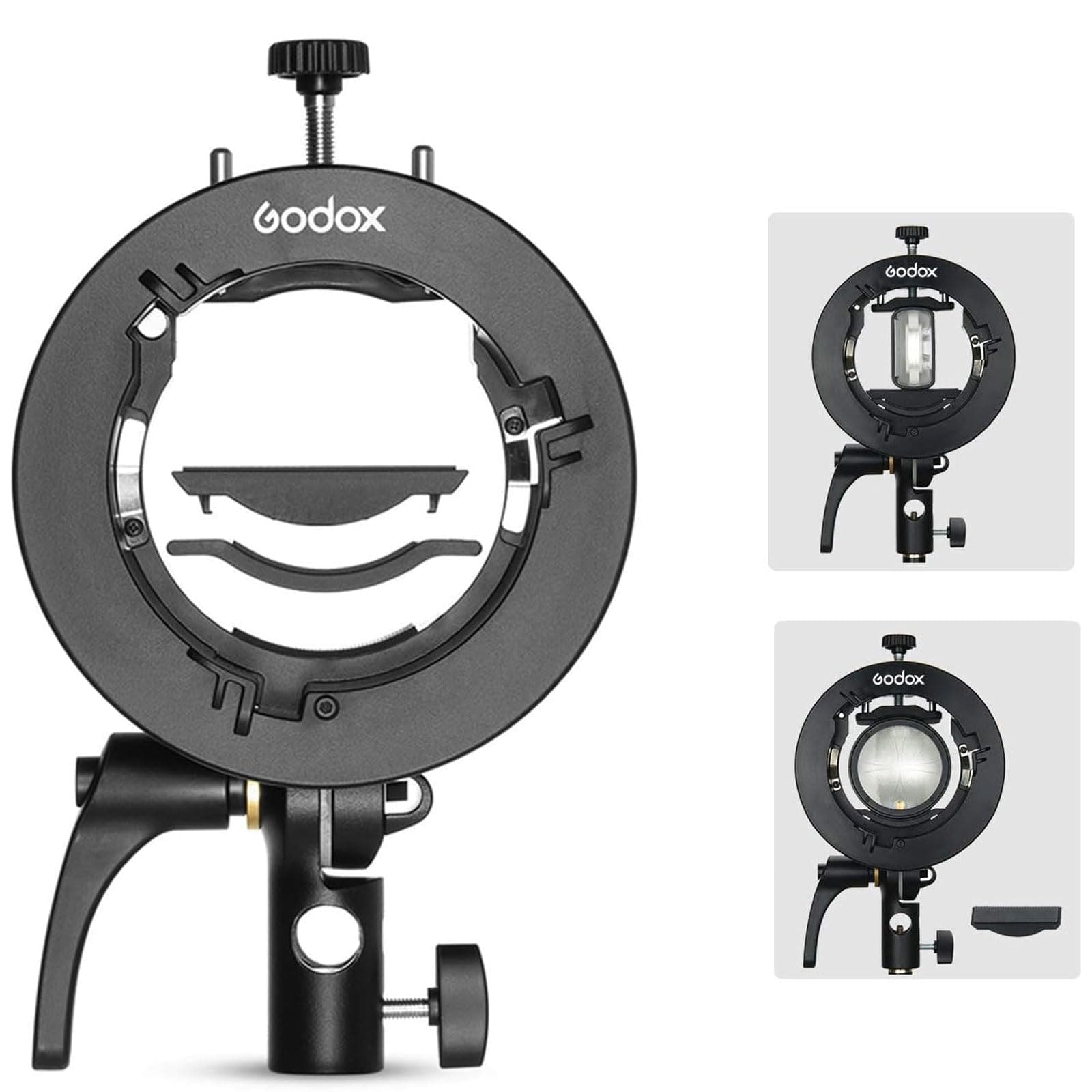 Godox S2 Speedlite Bracket S-Type Bowens Mount Holder for Godox V1 AD200Pro AD400Pro AD200 V860II TT685 TT600 V850II TT350 Series and Other Flashes, Snoot, Softbox, Honeycomb, Reflector, Beauty Dish