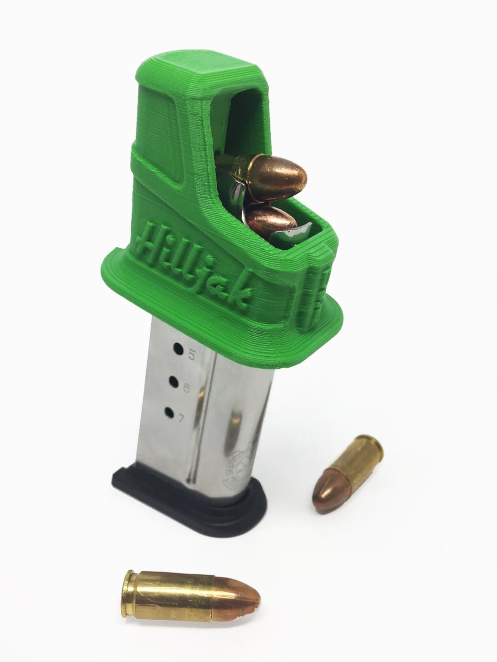 Magazine Speed Loader for Smith & Wesson M&P 9 Shield (1.0, 2.0) 40 Shield, Springfield Armory XD-S XD-E 9mm Single-Stack Magazines, Hilljak Quickie Loader QL9S - Hunter Green
