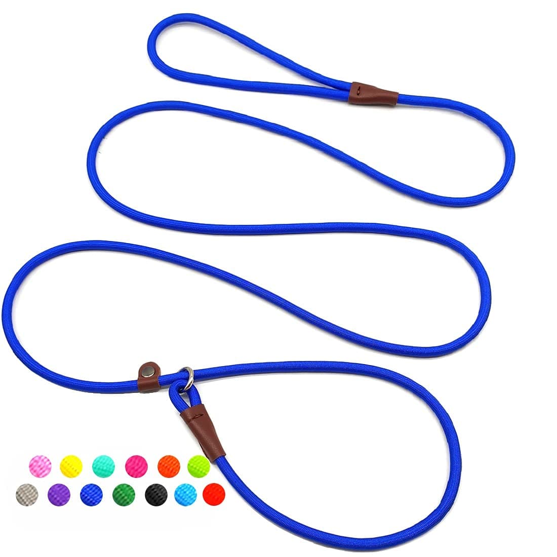 MayPaw Slip Lead Control Leash for Dogs No Pull, 13+ Colors Classic 7 FT Pet Dog Slip Leash, 1/4” Rope Leashes for Small Medium Animals (7ft*1/4", Dark Blue)