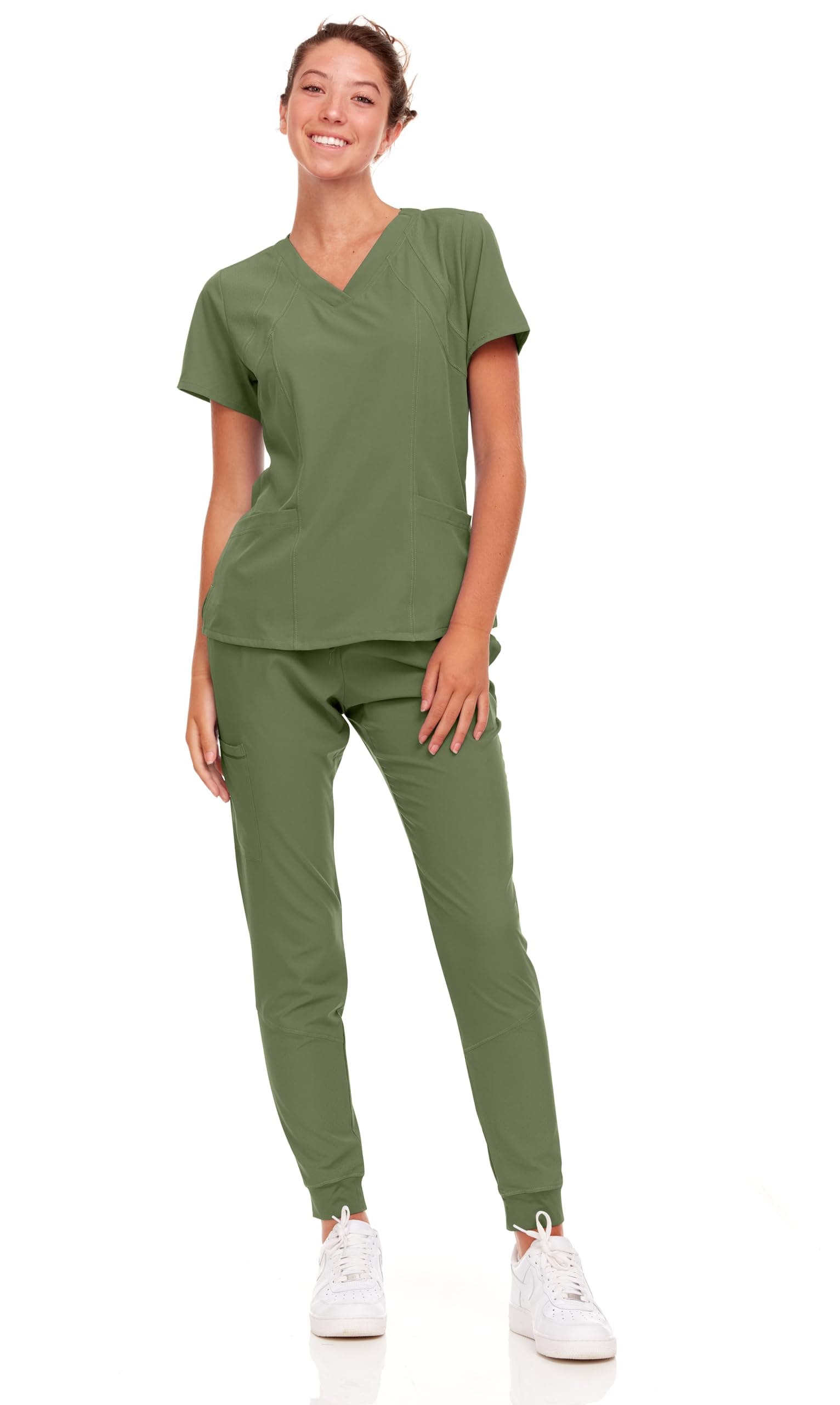 Womens Cool Stretch Jogger Scrub Set with Regular and Petite Sizes