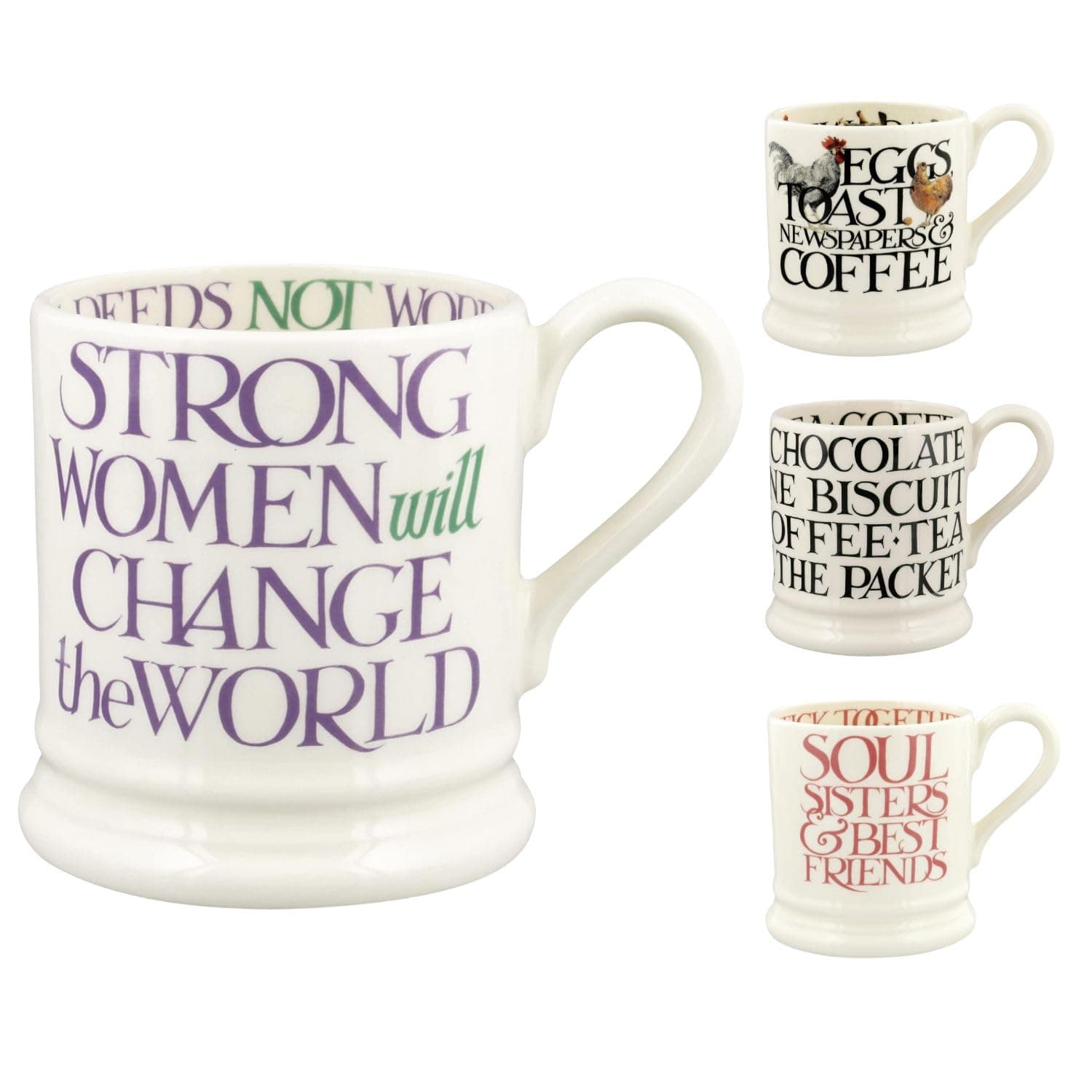Emma Bridgewater Large Mug 1/2 Pint, Ceramic Coffee Cup Large - Stoneware Mug, Cappuccino, Latte, Coffee, Tea Cup - Beautiful Mugs, Birthday Gift - Coffee Mug Purple Lettering Women Equality