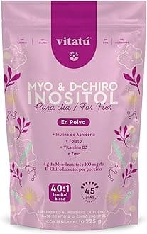 | Myo Inositol (4g) & D-Chiro Inositol (1g) Ideal Mix 40:1 | Duration 45 Days | with Folic Acid + Vitamin D3 + Zinc, Powdered Dietary Supplement for Women (225 g)