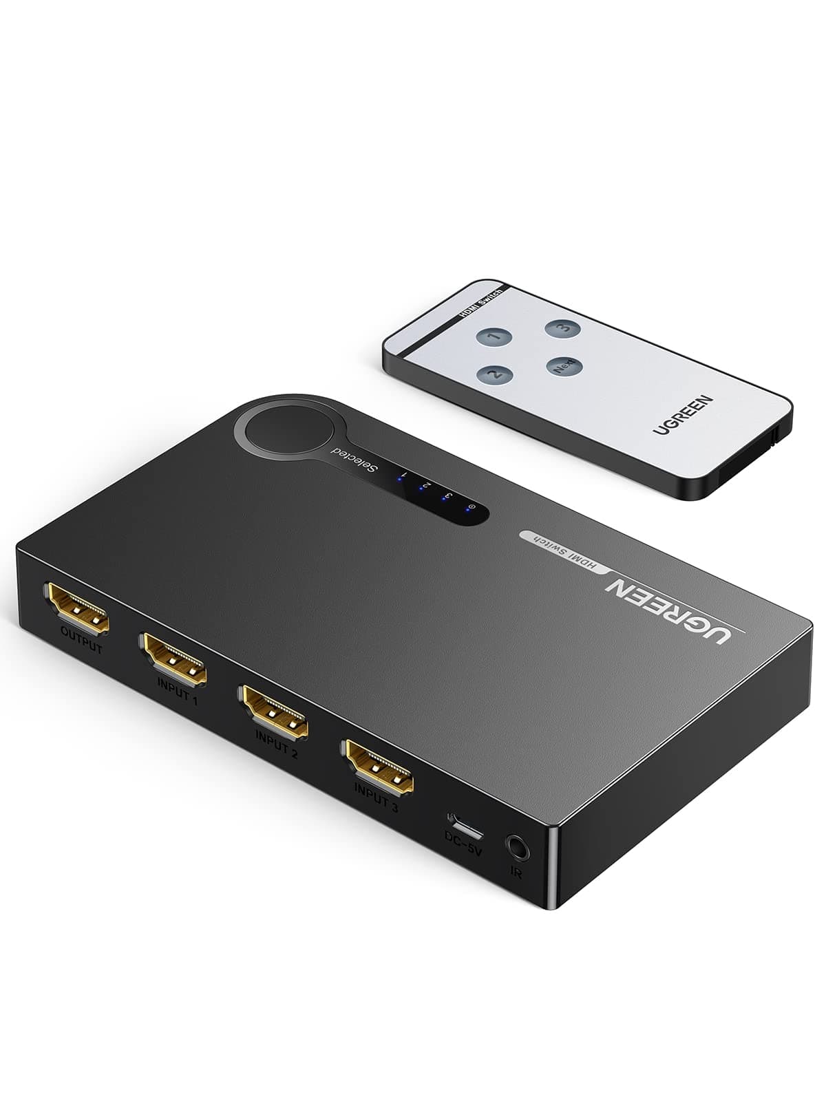 UGREEN 4K x 2K 3 Port HDMI Switch Box with IR Wireless Remote Control 3 in 1 out compatible with 1080P Full HD and 3D for PC, Laptop, PS3, PS4, TV Box, Blu-ray player, etc
