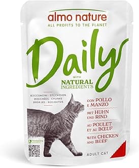 Daily - Wet Cat Food for Adult Cats - Chicken and Beef - 70 g, Pack of 30