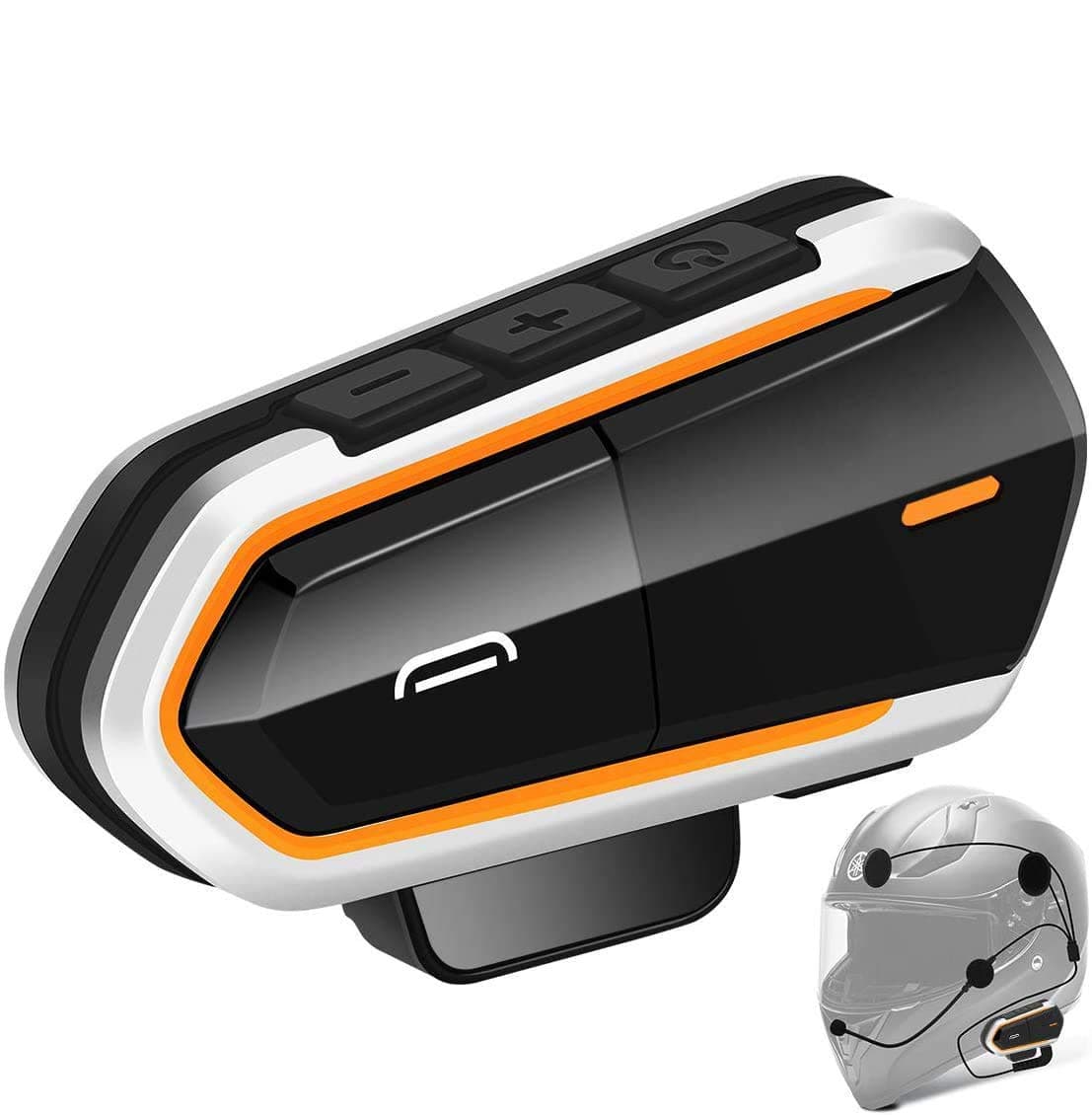 Baile Motorcycle Wireless Headset,1000M Helmet Wireless Communication Systems Ski Helmet Headphones bt Intercom Walkie-Talkie for Snow Mobile,Up to 3 Riders (Handsfree,FM Radio, Waterproof)