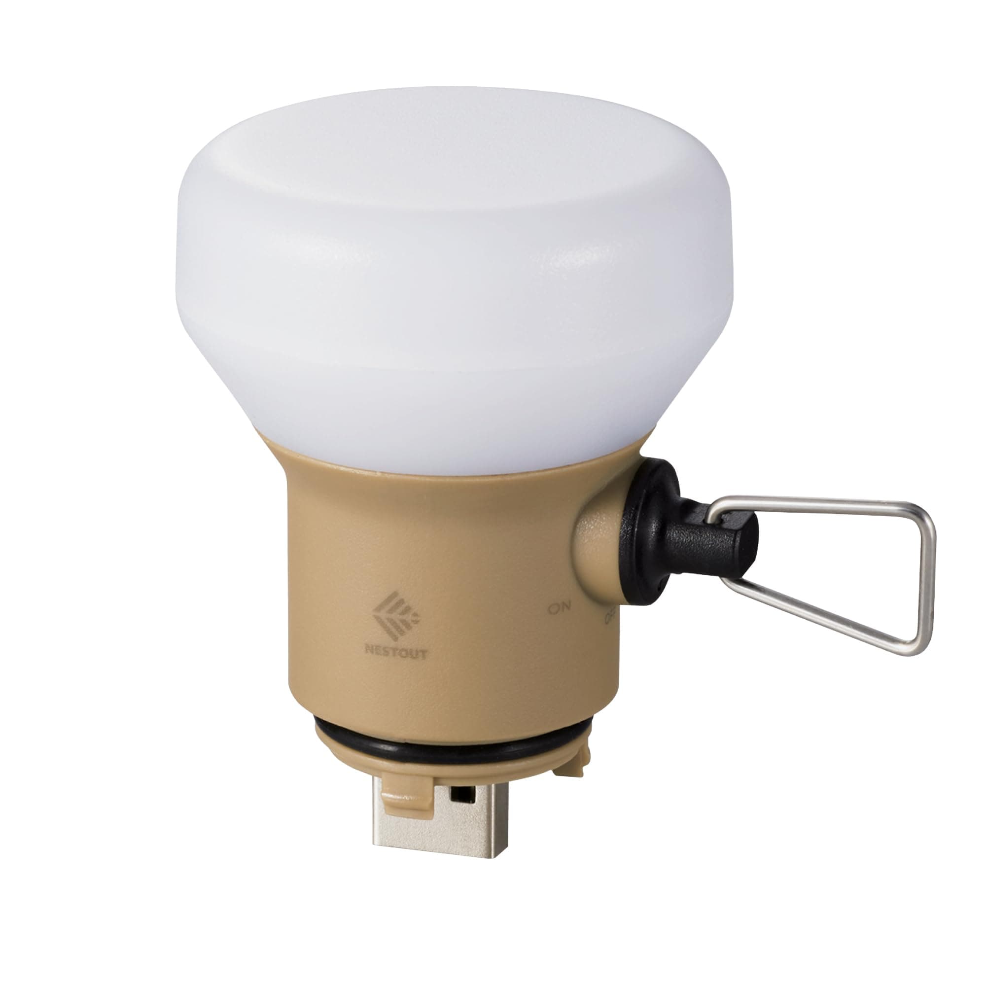 ELECOM NESTOUT Outdoor Camping LED Lantern w/ Mini Tripod, Dimmable USB Powered Soft LED Light, IP44 Water Dust Resistant, 10-350 Lumen, Portable Lamp for NESTOUT Power Bank, Beige (LAMP-1)