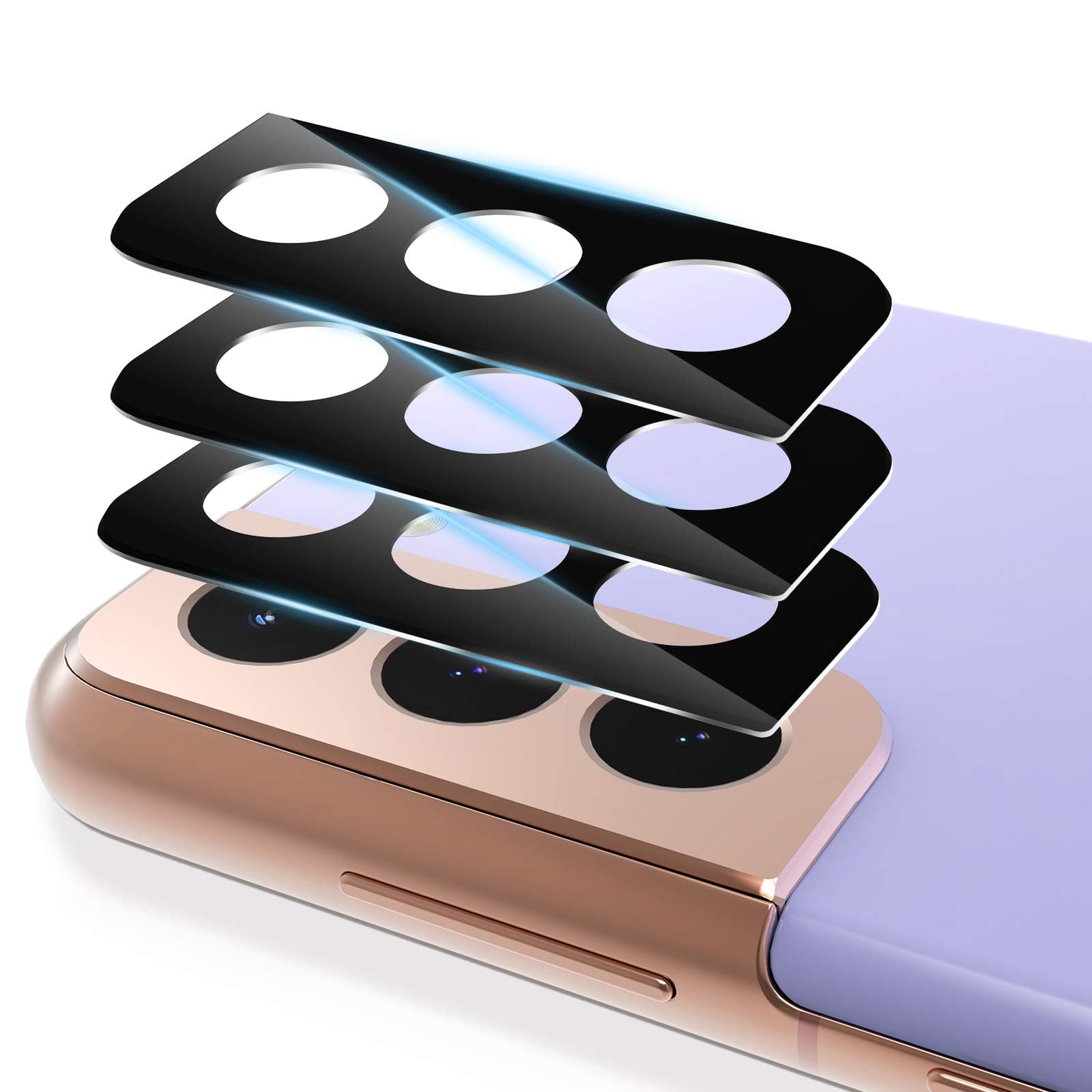 CloudValley Camera Lens Protector for Samsung Galaxy S21 5G 6.2 inch, [3 Pack] Anti-Scratch Tempered Glass Back Camera Protection [Ultra-Thin], Black