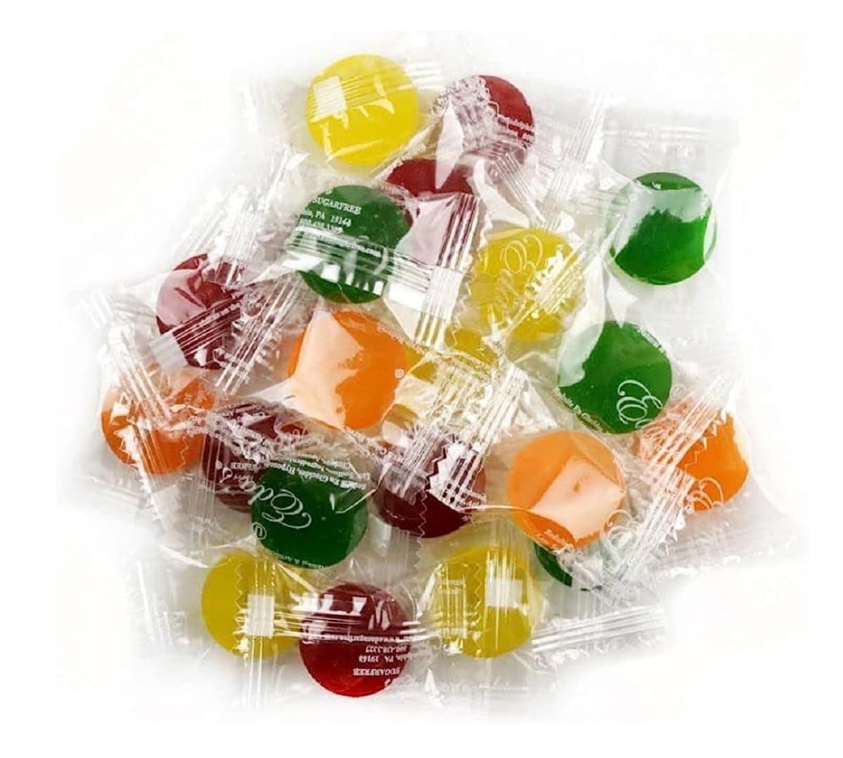 5lbs Eda's Sugar Free Sour Mixed Fruit Hard Candy by Nuts to You | Assorted Fruit Flavors Individually Wrapped OU Parve Uses Sorbitol Low Sodium 80oz.